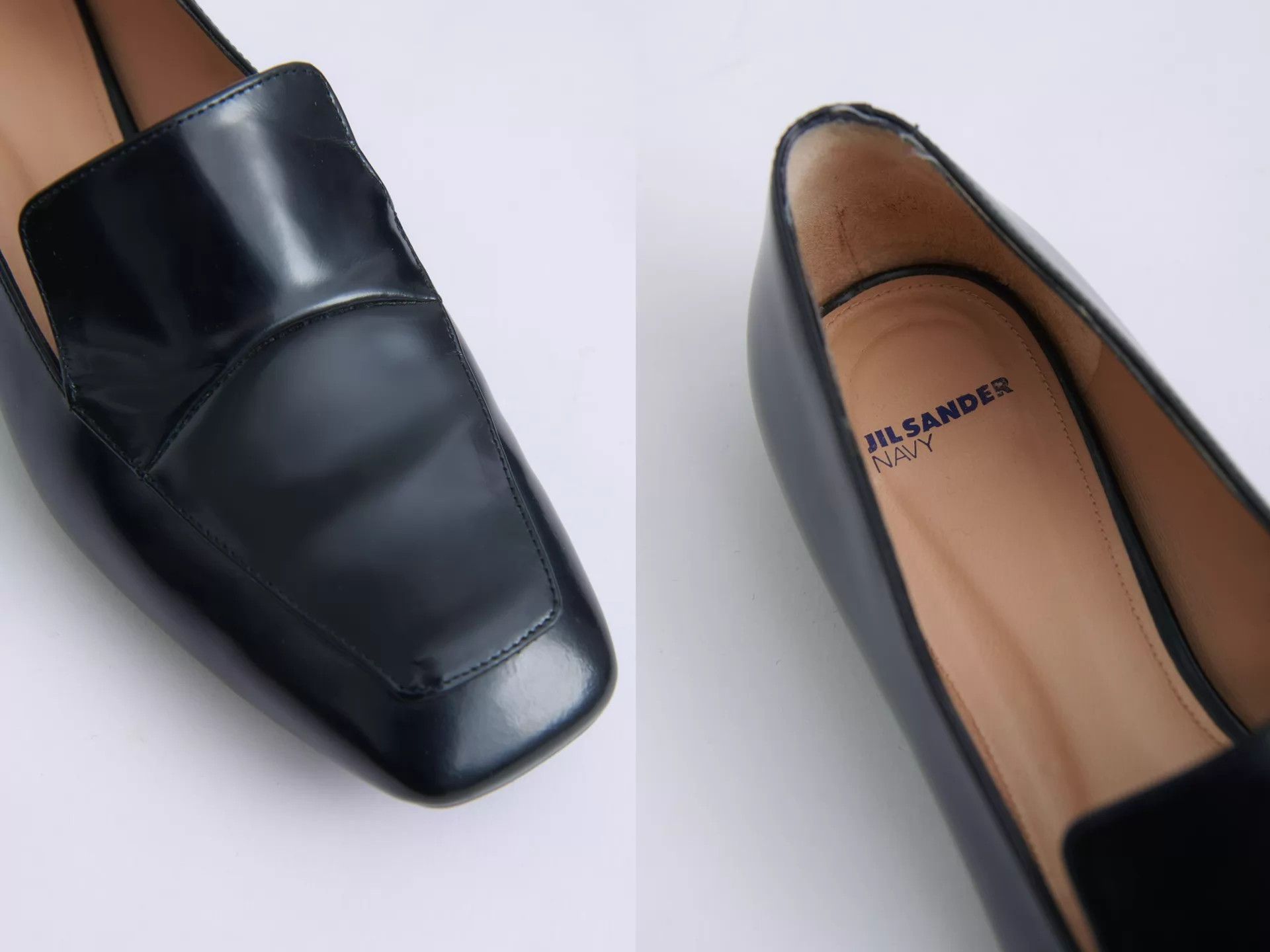 Jil Sander Jil Sander Navy Black Micro Square Toe Loafers Size US 7.5 / IT 37.5 - 4 Thumbnail
