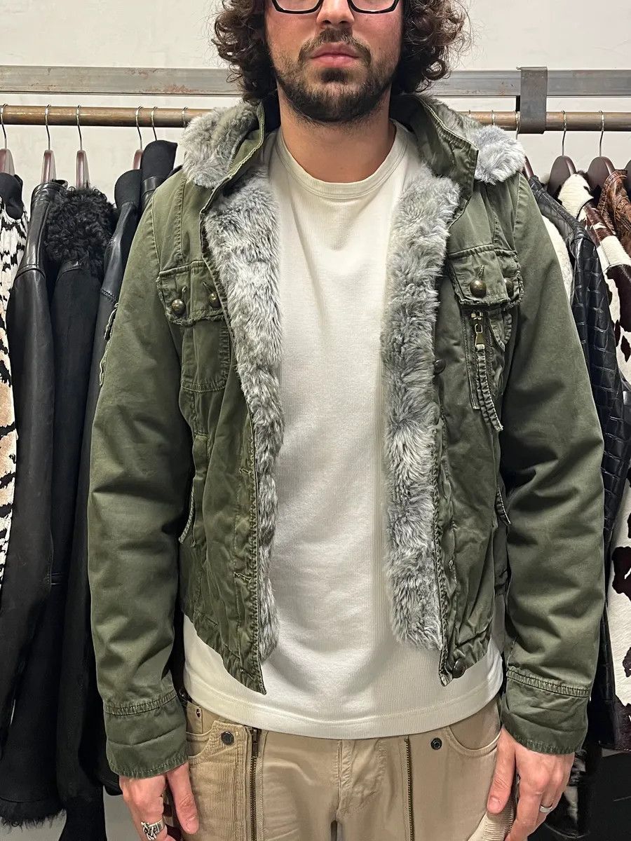 Daniele Alessandrini 2000s Daniele Alessandrini Military Green Multi Pockets Faux Fur Jacket Size US S / EU 44-46 / 1 - 2 Thumbnail
