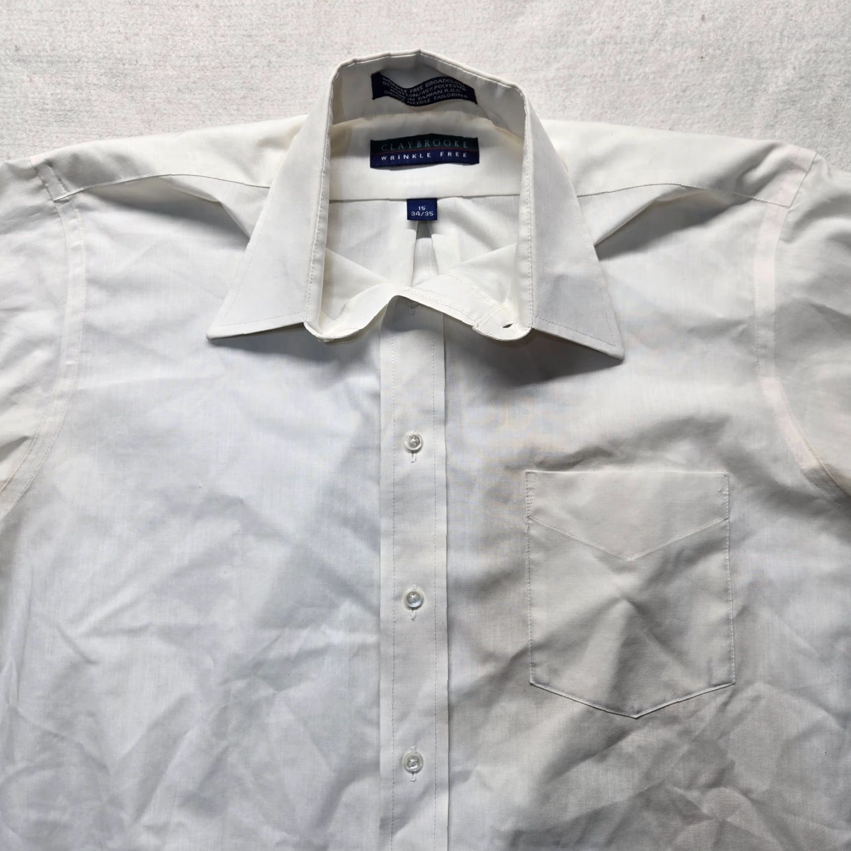 Vintage VINTAGE Claybrooke Shirt Mens Button-Down Long Sleeve White 15 32/35 Cotton Blend Pocket Casual Business Travel 90s Mens Size US M / EU 48-50 / 2 - 2 Thumbnail