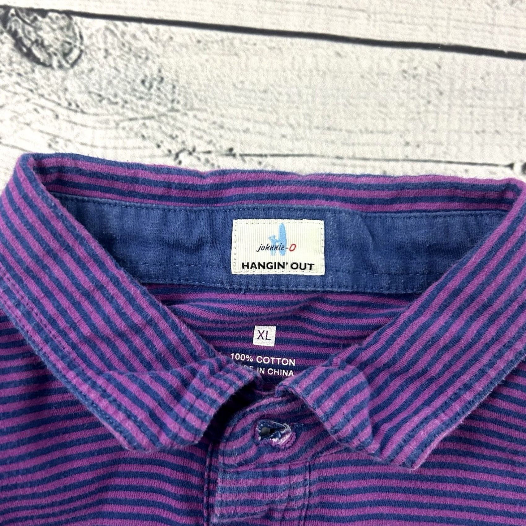 johnnie-O Johnnie-O Striped Short Sleeve Pocket Polo Shirt XL Purple Mens Size US XL / EU 56 / 4 - 3 Thumbnail