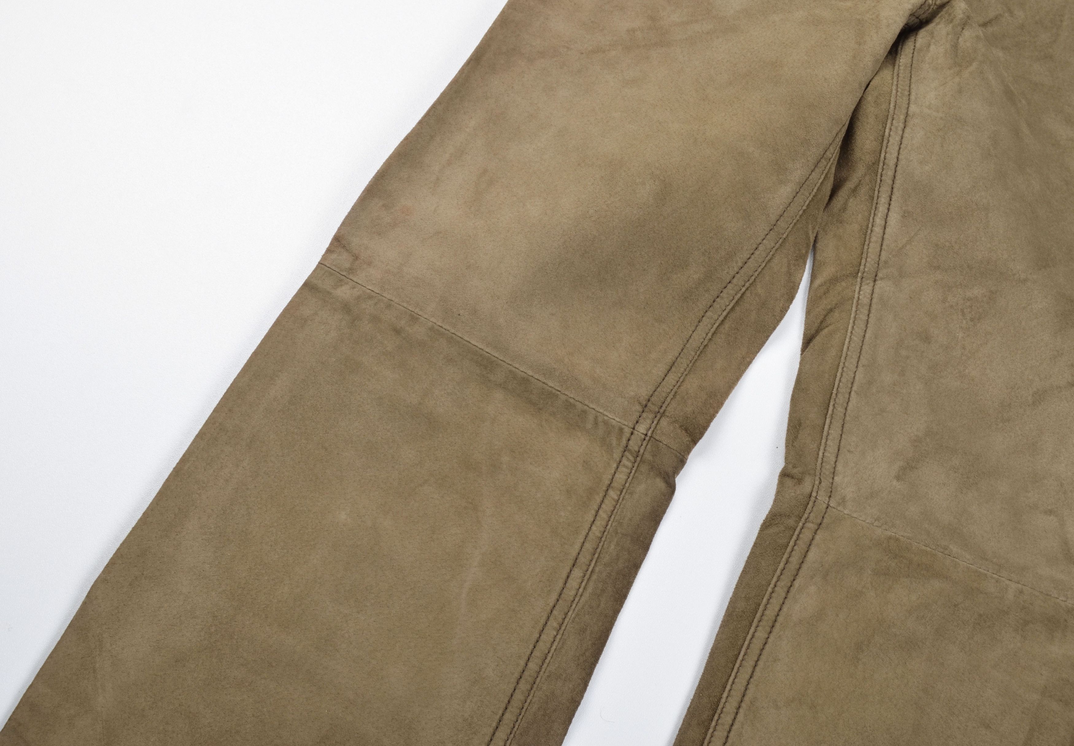 Other Vintage Kookai Y2K Genuine Leather Khaki Wide Leg Pants Size 26" / US 2 / IT 38 - 3 Thumbnail