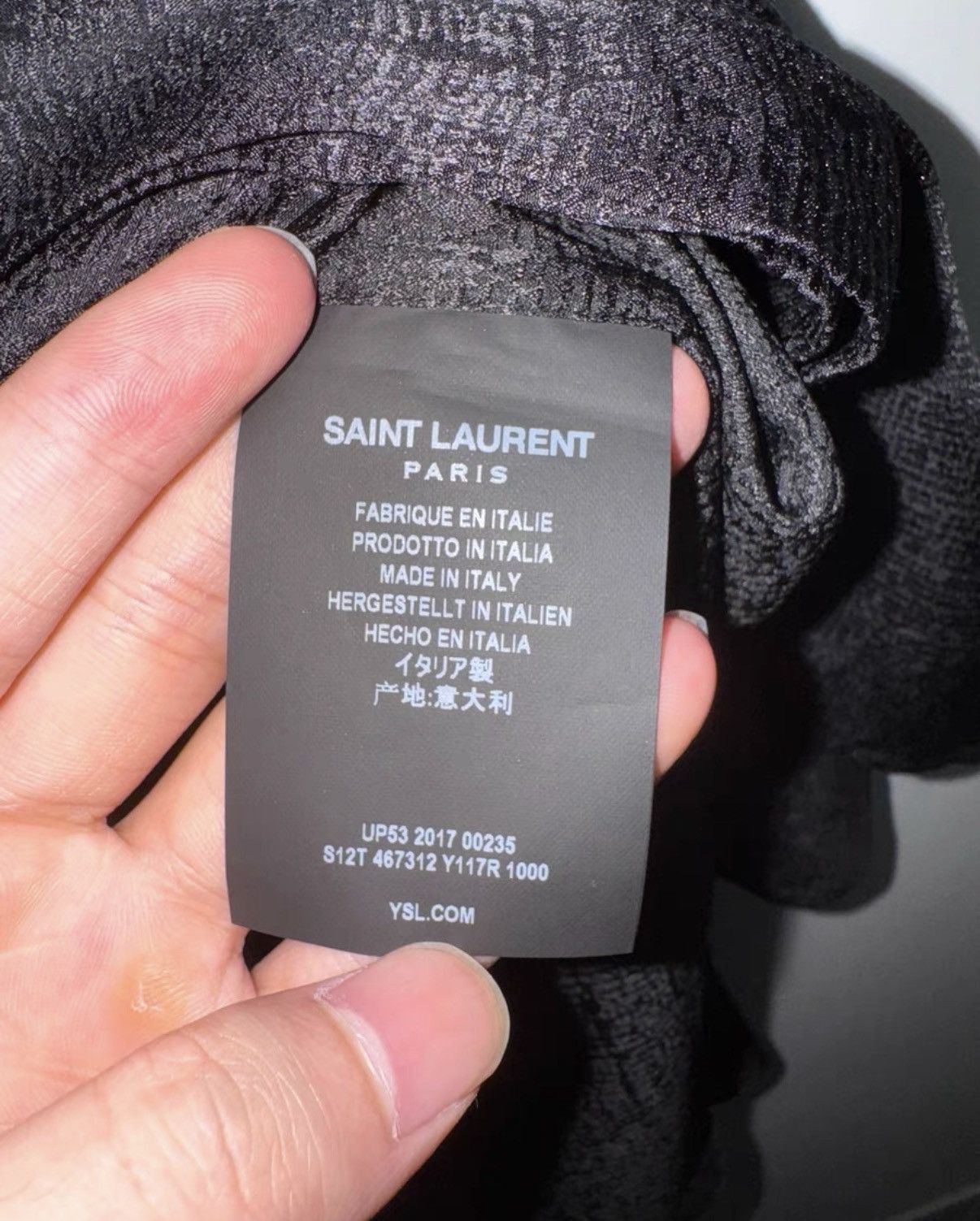 Saint Laurent Paris Saint Laurent (SLP) 17FW Silk Embossed "Black Knight" Shirt Size US S / EU 44-46 / 1 - 9 Thumbnail