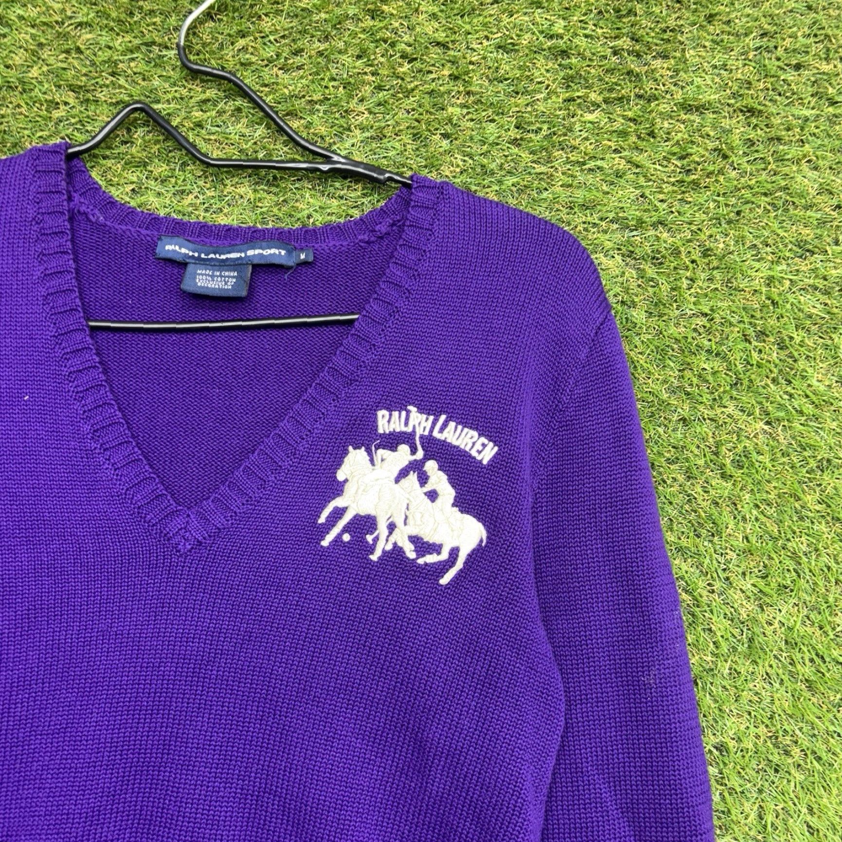 Polo Ralph Lauren VINTAGE Polo Ralph Lauren Sweater Womens Medium Pony Stampede V Neck 90s Preppy Slim Fit Size M / US 6-8 / IT 42-44 - 3 Thumbnail