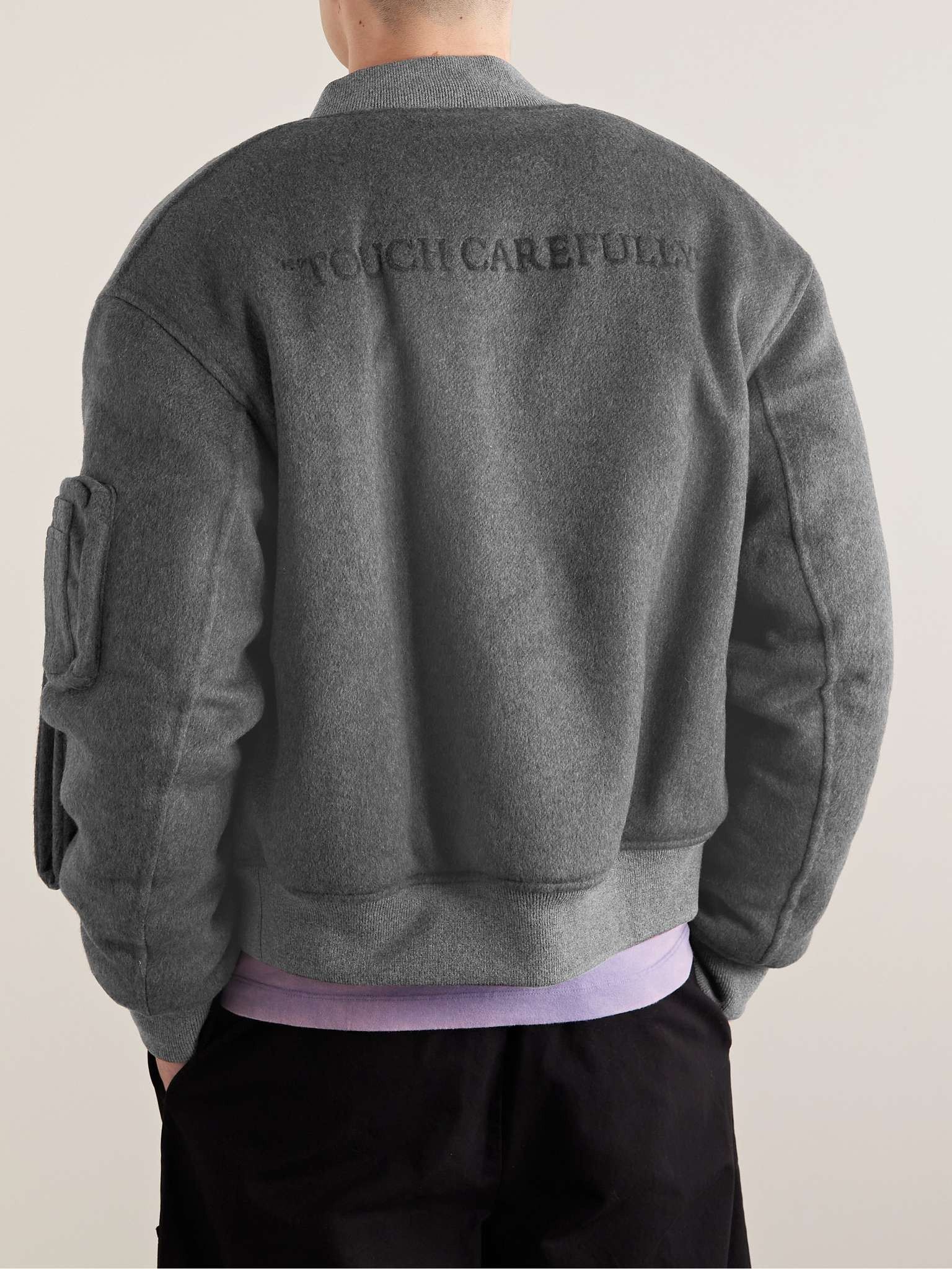 Off-White o1gr1nt0125 Quote Cashmere Bomber Jacket in Grey Size US S / EU 44-46 / 1 - 4 Thumbnail