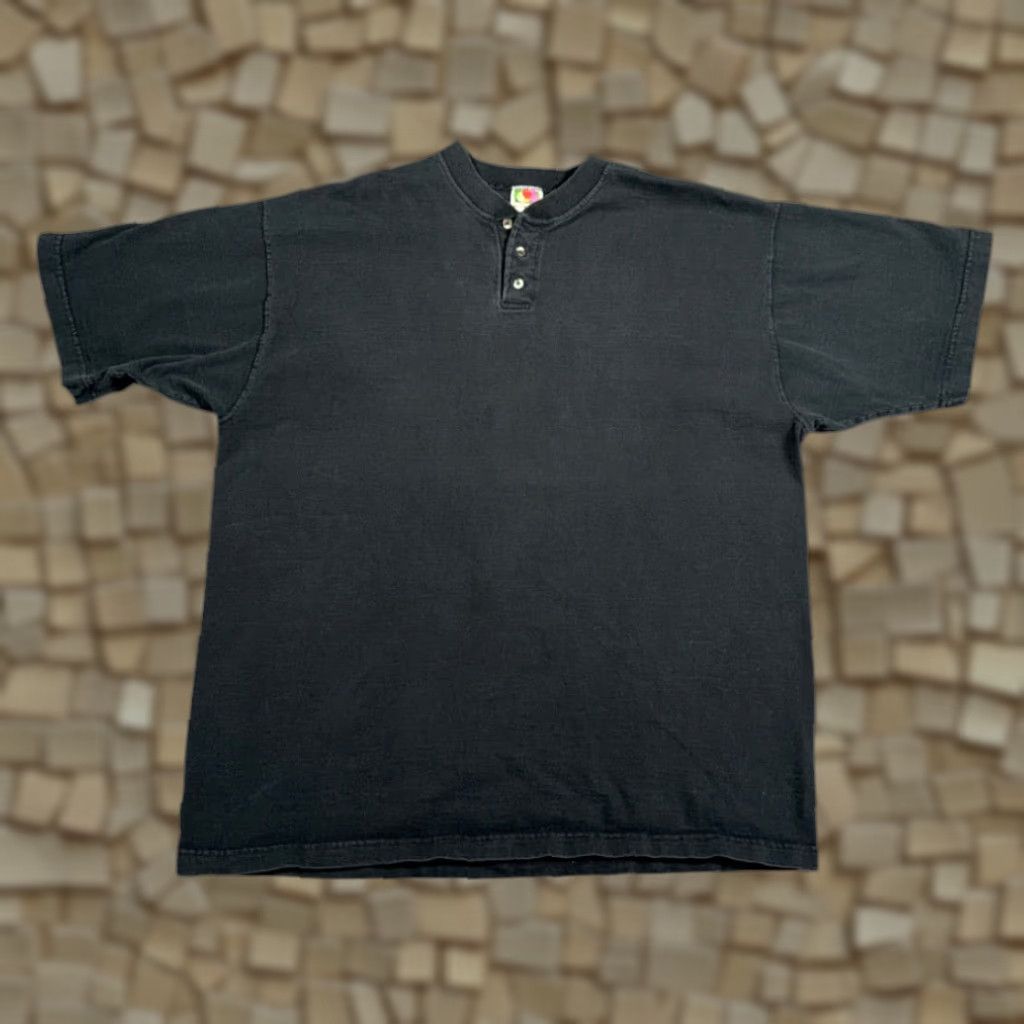 Fruit Of The Loom VINTAGE Nike Shirt Adult XL Black Henley Motorcycle Eagle 90s Shirt Mens Size US XL / EU 56 / 4 - 1 Thumbnail
