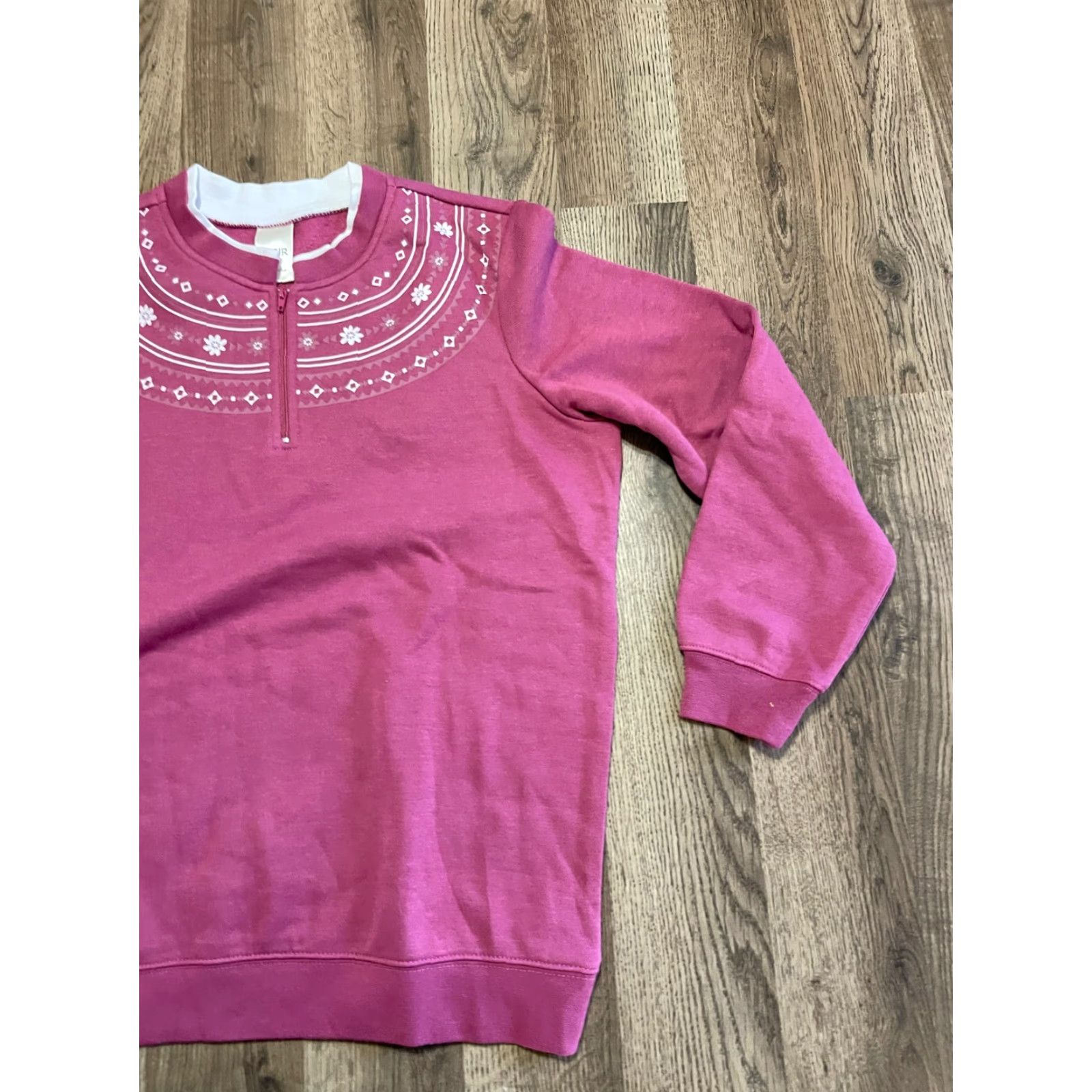 Blair Blair Sweater Womens Size Small Pink White Flower Print Quarter Zip Pullover Shirt Size S / US 4 / IT 40 - 4 Thumbnail