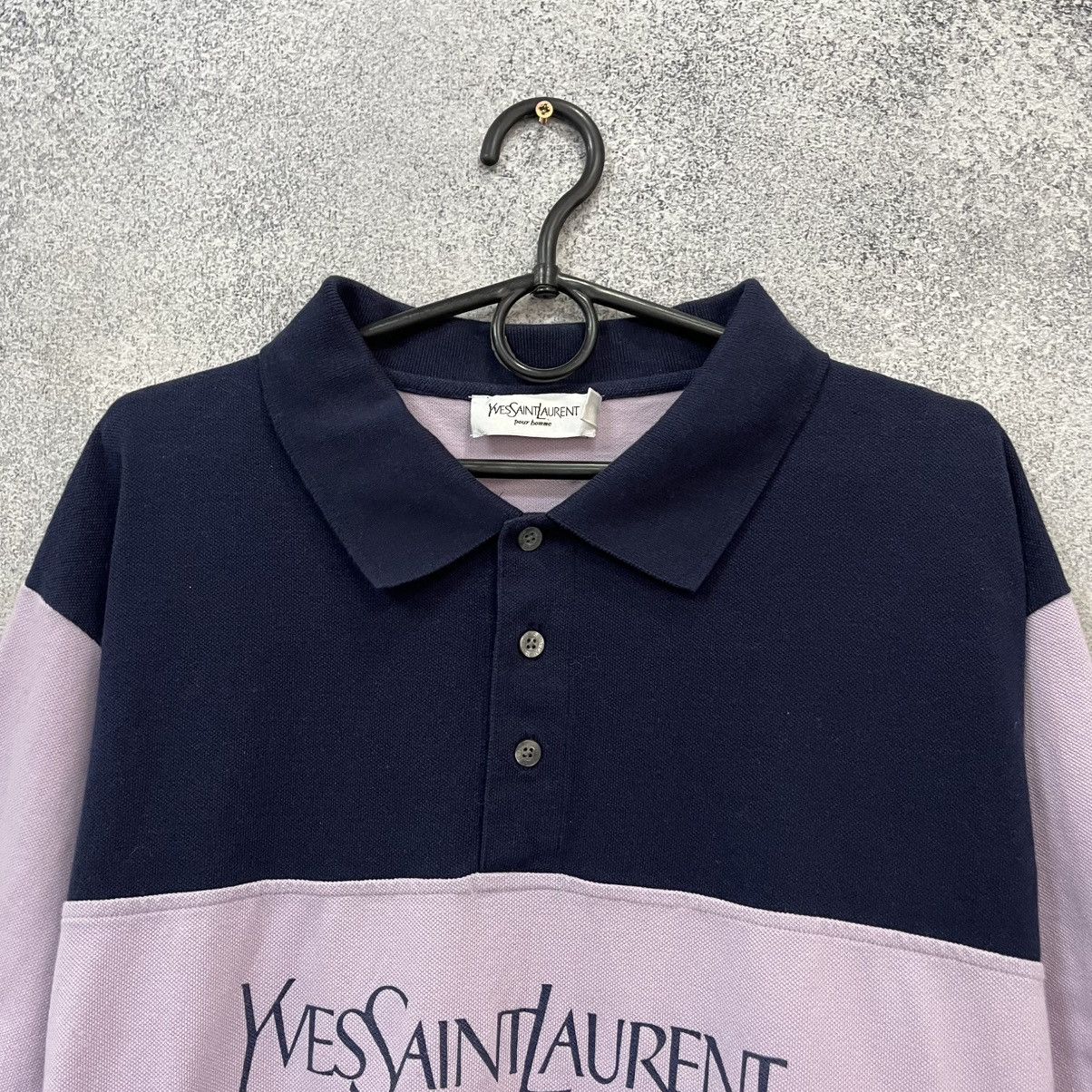 Yves Saint Laurent Yves Saint Lauren big logo blue baggy polo vintage t-shirt Size US XXL / EU 58 / 5 - 4 Thumbnail