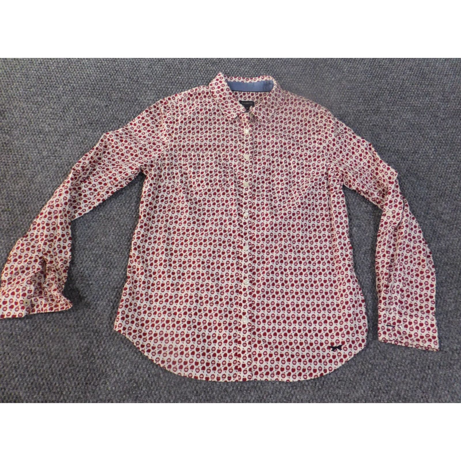 Talbots Talbots Button-Up Shirt Women 10 Red Casual Logo Crew Neck Cotton Rayon Long Sleeve Regular Stretch Classic Vintage: No Size L / US 10 / IT 46 - 2 Thumbnail