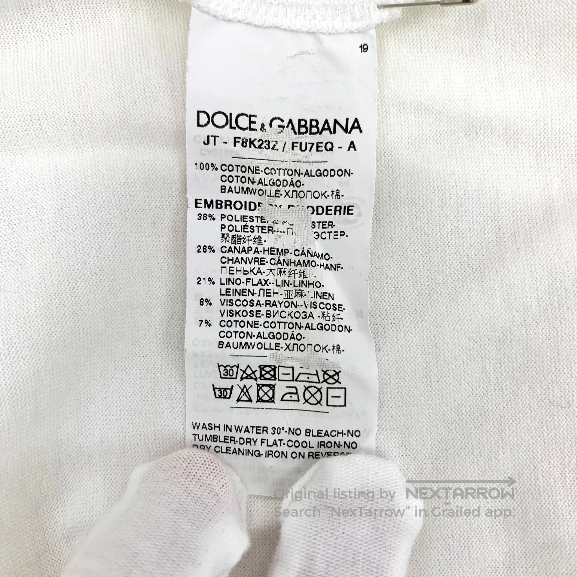 Dolce & Gabbana Dolce Gabbana White Logo Cotton Linen Short Sleeve T-Shirt Size US S / EU 44-46 / 1 - 5 Thumbnail