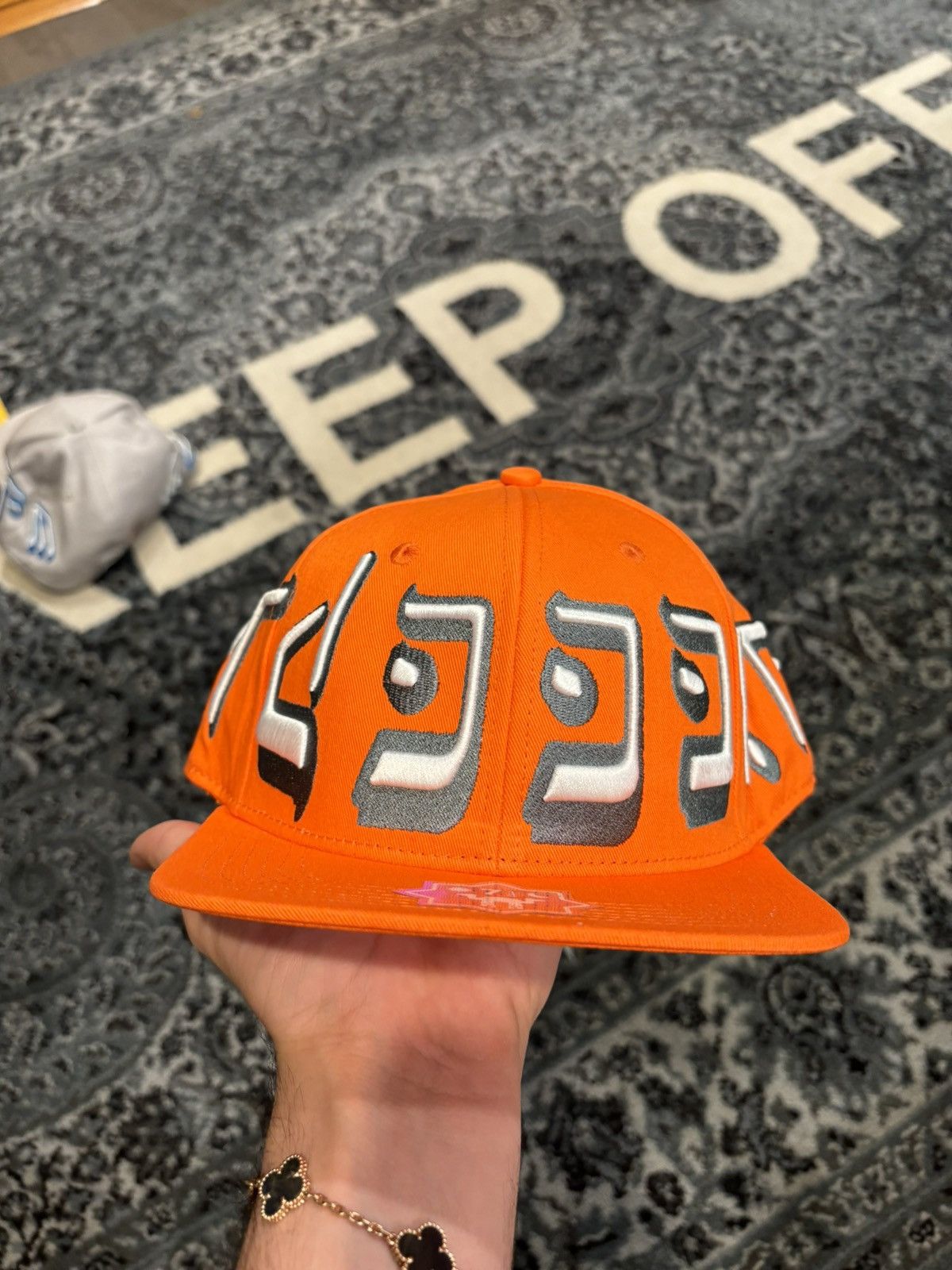 Pre-owned Murd333r Fm Fitted Cap Orange 7 1/4