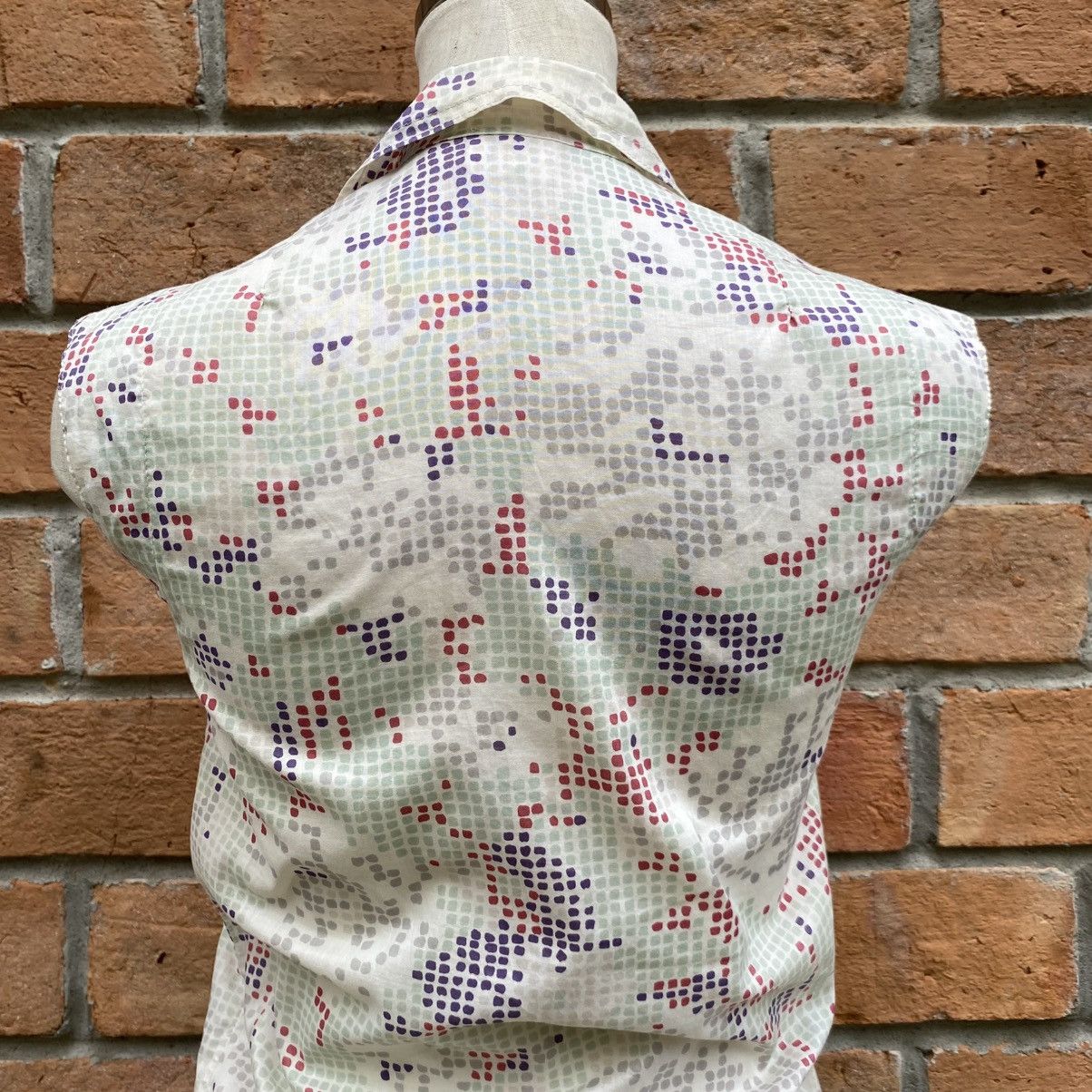 Kenzo Kenzo White Sleeveless Printed Button-Up Shirt Size S / US 4 / IT 40 - 9 Thumbnail