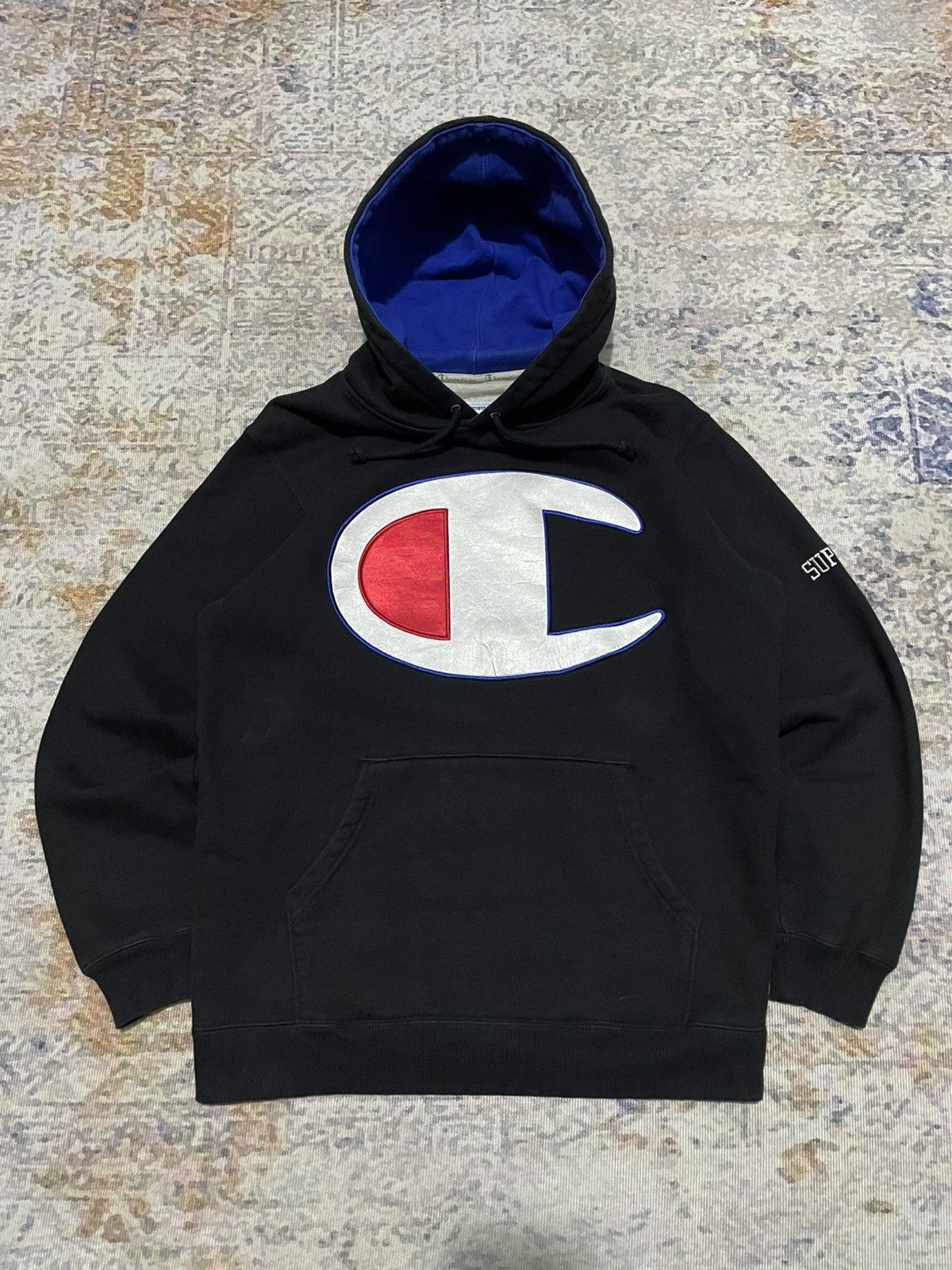 Champion × Supreme SUPREME X CHAMPION HOODIE BLACK | Grailed