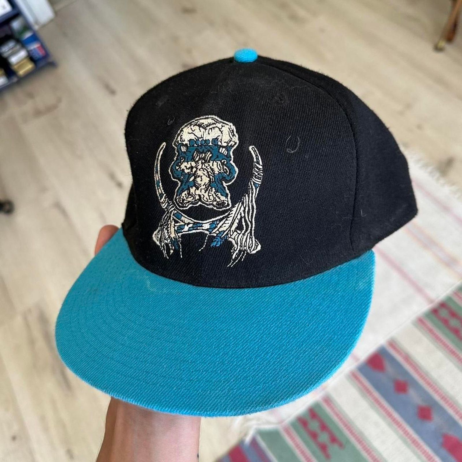 Vintage Vintage Grunge Biker Skull SnapBack Flat Hat Trucker Size ONE SIZE - 3 Thumbnail