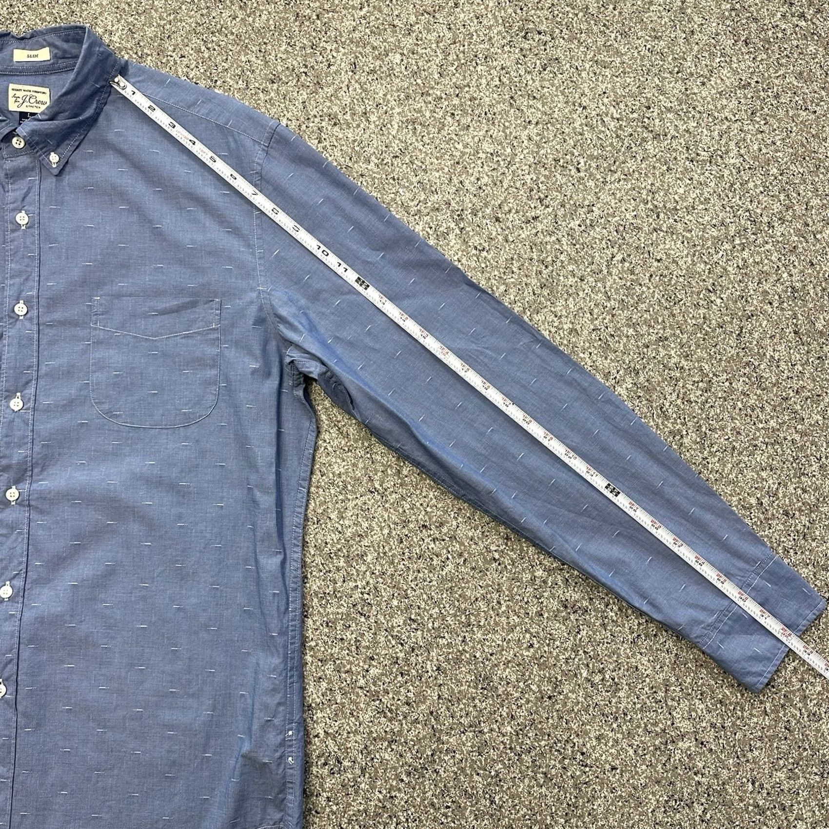 J.Crew J.CREW Button-Up Shirt Mens L Slim Fit Blue Textured Cotton Spandex Secret Wash Long Sleeve Collared Button-Down Size US L / EU 52-54 / 3 - 5 Thumbnail