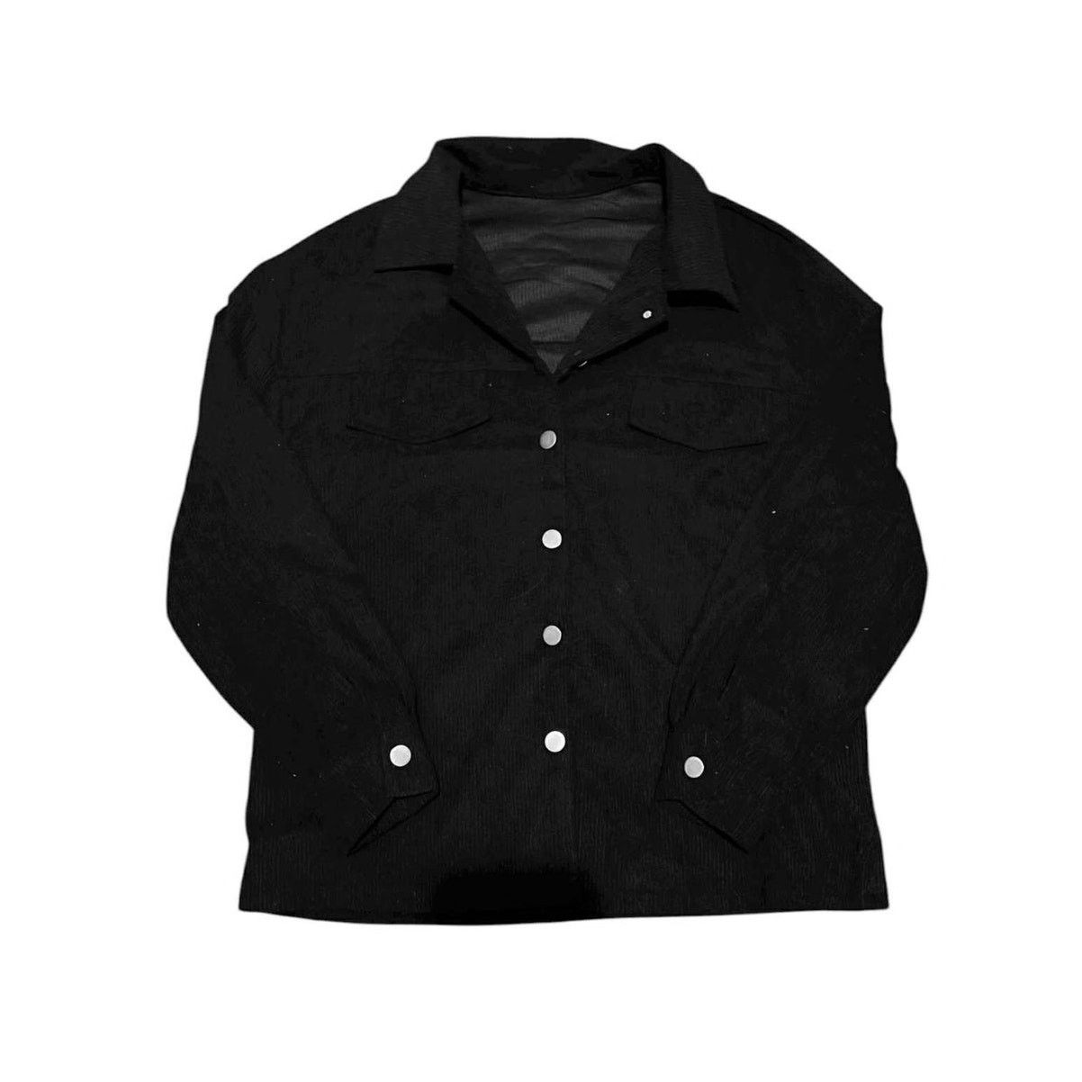 Other Black Corduroy Light Weight Jacket Coat Button Up S/M Size M / US 6-8 / IT 42-44 - 2 Thumbnail