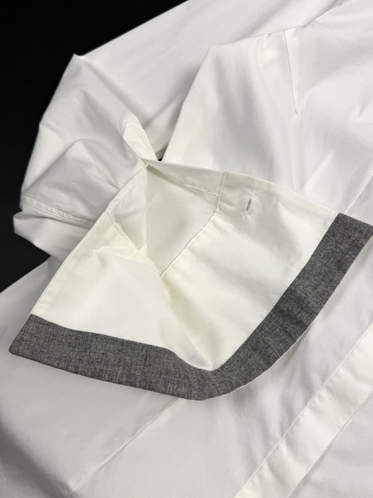 Brunello Cucinelli Brunello Cucinelli Womens White Cotton Blend Shirt Silk Trim Size XL / US 12-14 / IT 48-50 - 16 Thumbnail