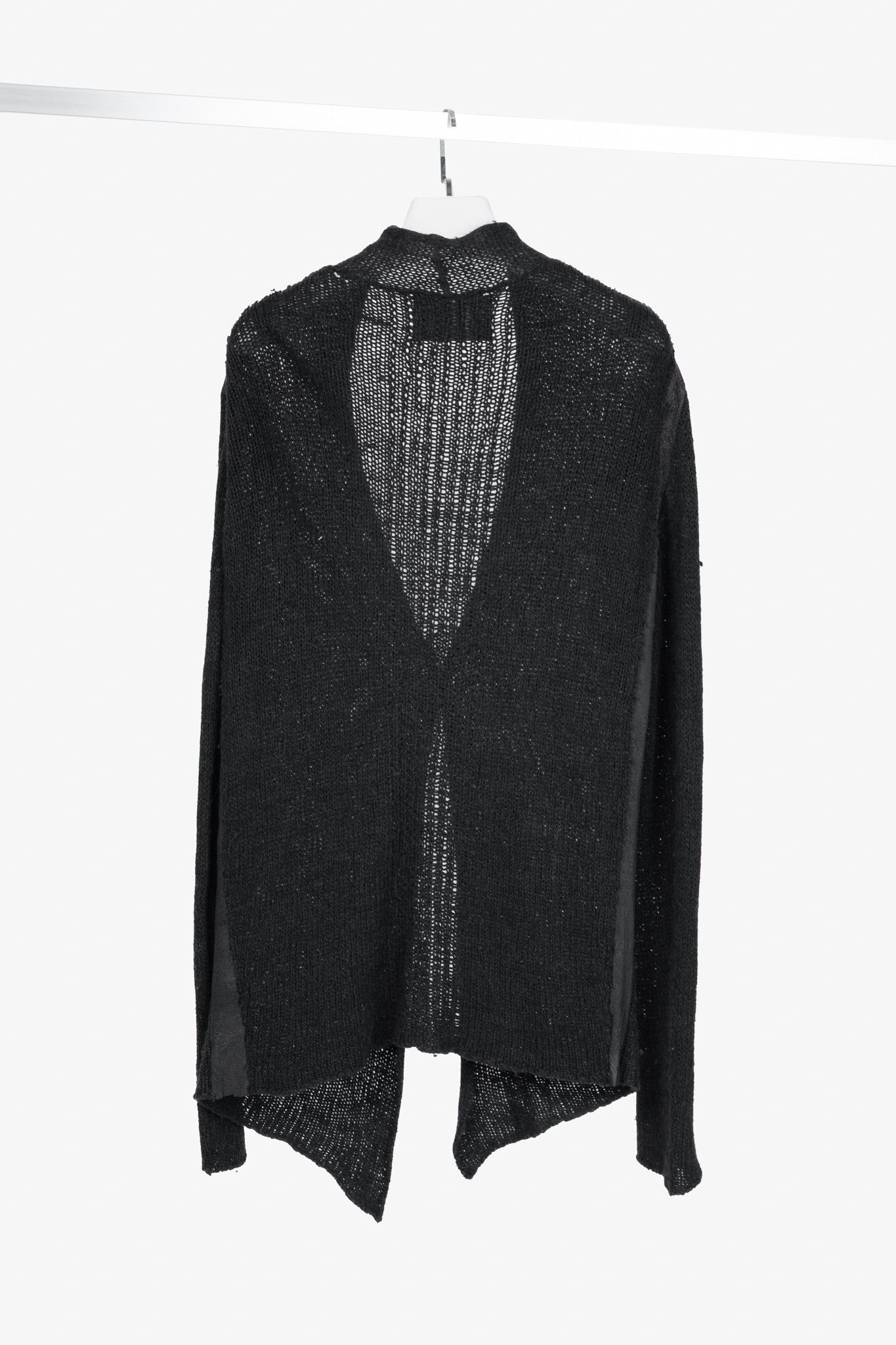 10sei0otto 10sei0otto Black Knit Leather-Trim Cardigan Size US M / EU 48-50 / 2 - 2 Thumbnail