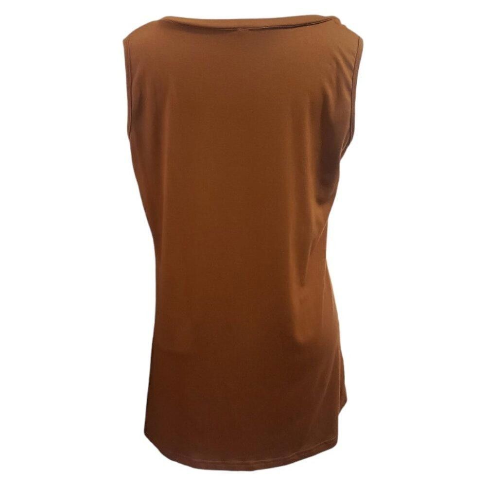 Designer CT1823 Ladies V-neck Brown Tank Top M Size M / US 6-8 / IT 42-44 - 3 Thumbnail