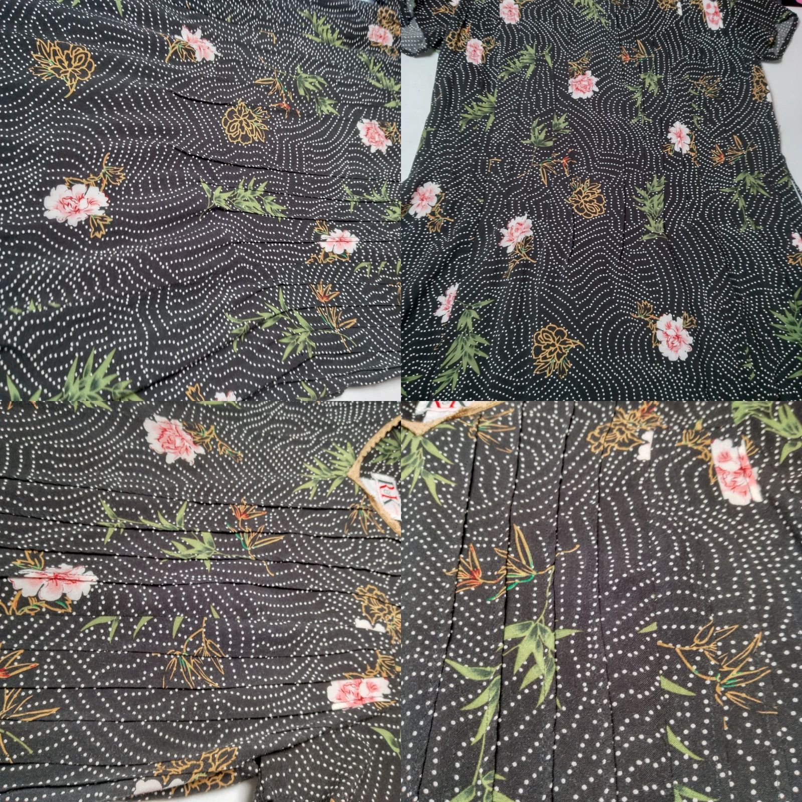 Vintage VINTAGE 1990s R&K Originals Maxi Dress Black Polka Dot Pink Floral Rayon Long Size L / US 10 / IT 46 - 10 Thumbnail