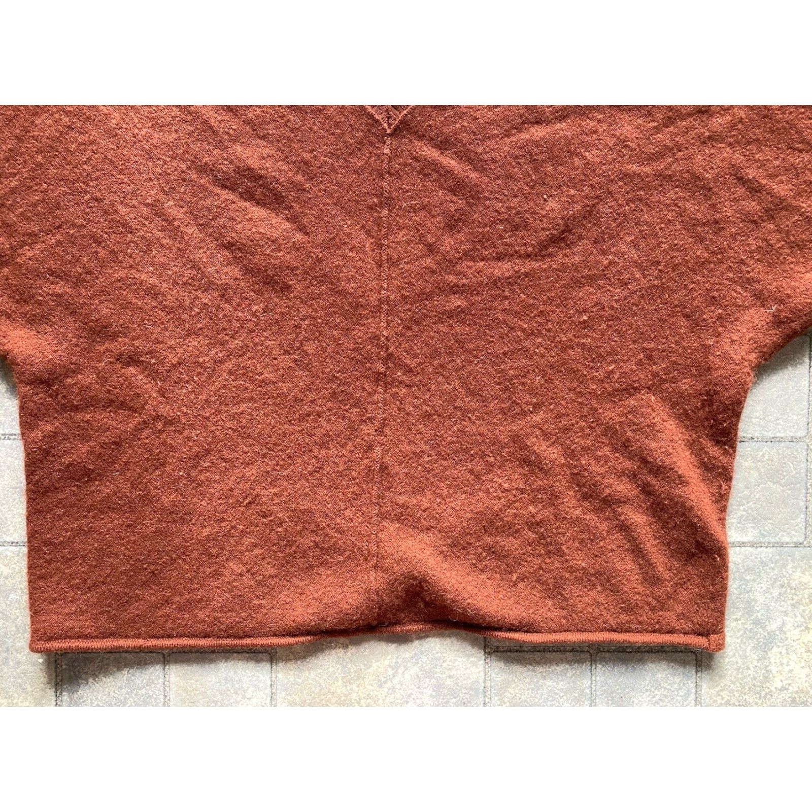 Vintage Pilcro MEDIUM Open Back Cutout 100% Cashmere Brown Dark Red Long Sleeve Top Size M / US 6-8 / IT 42-44 - 4 Thumbnail