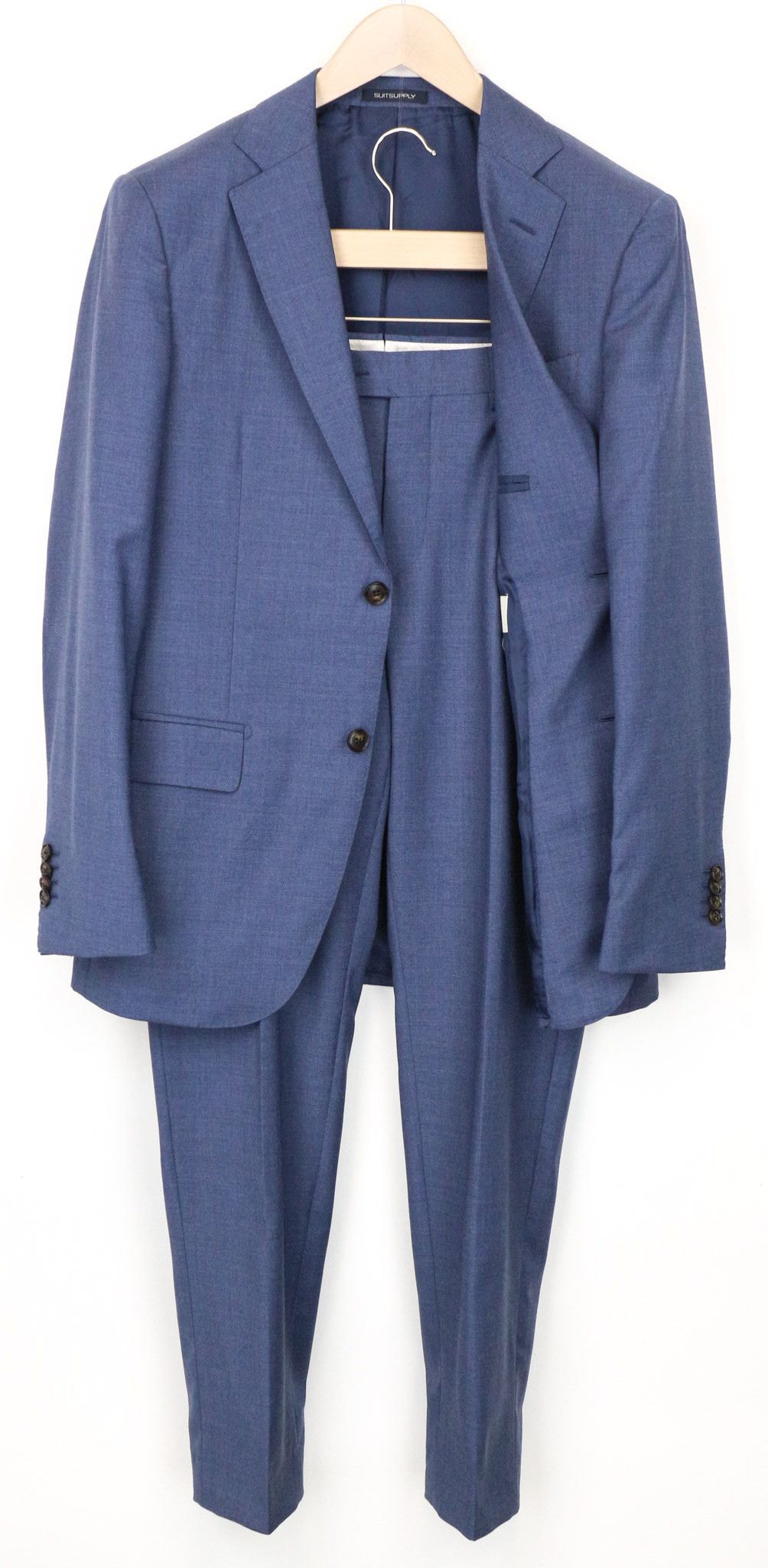 image of Suitsupply Napoli Uk36R Formal Blue Melange Wool S110S Suit 71593, Men's