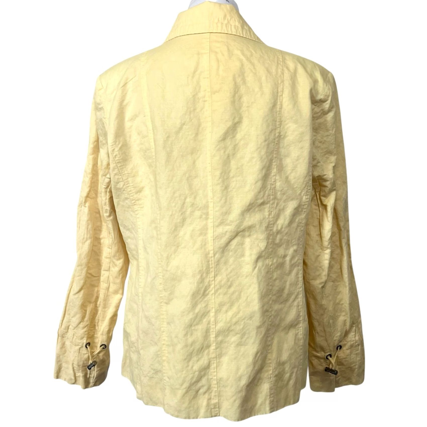 Vintage Chico’s Cotton Linen Jacket Yellow Sz 2 (Large) Oceanic Isle Golden Haze Yellow Jacket Womens L Solid Button Closure Size L / US 10 / IT 46 - 5 Thumbnail