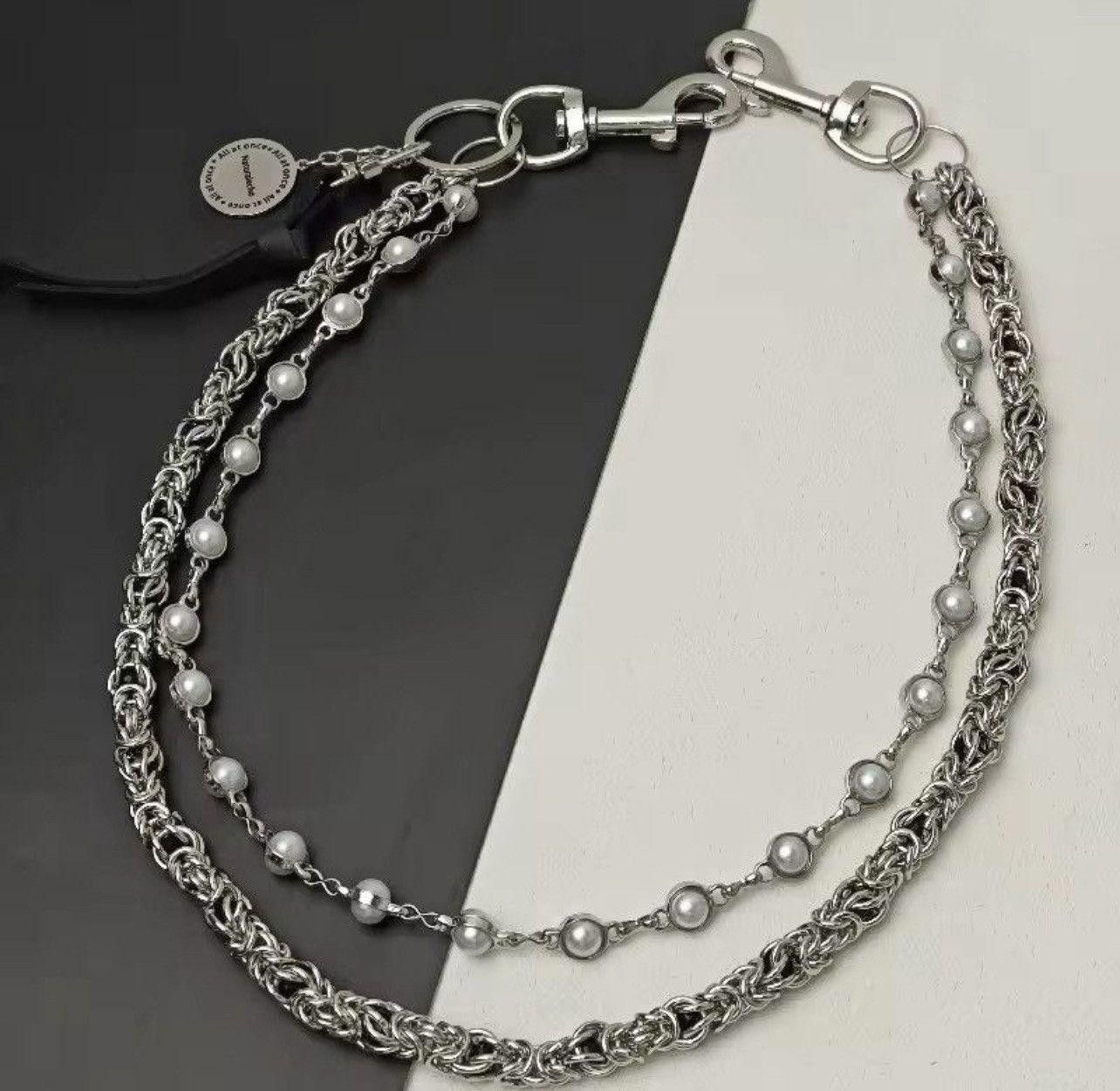 Jewelry Pearl Chain Link Double Layer Wallet Chain Size ONE SIZE - 1 Thumbnail