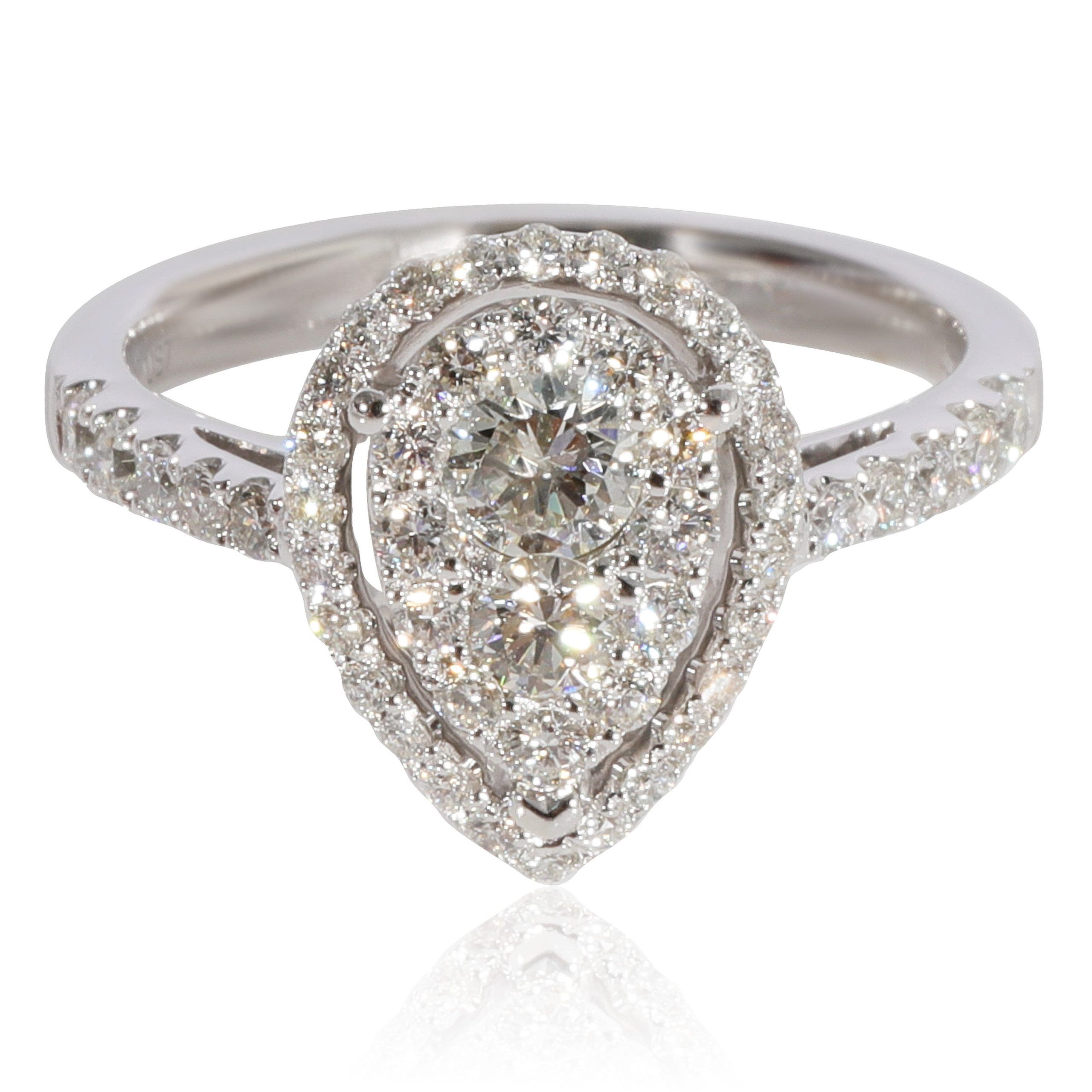 image of Tiffany Co Pear Shape Cluster Ring In 14K White Gold Diamond 0.50 Ctw, Women's