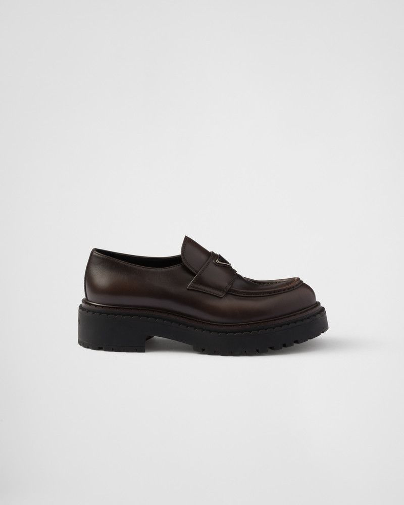 Prada o1B3y1r0426 Double Chocolate Leather Loafers in Brown Size US 8 / EU 41 - 1 Thumbnail