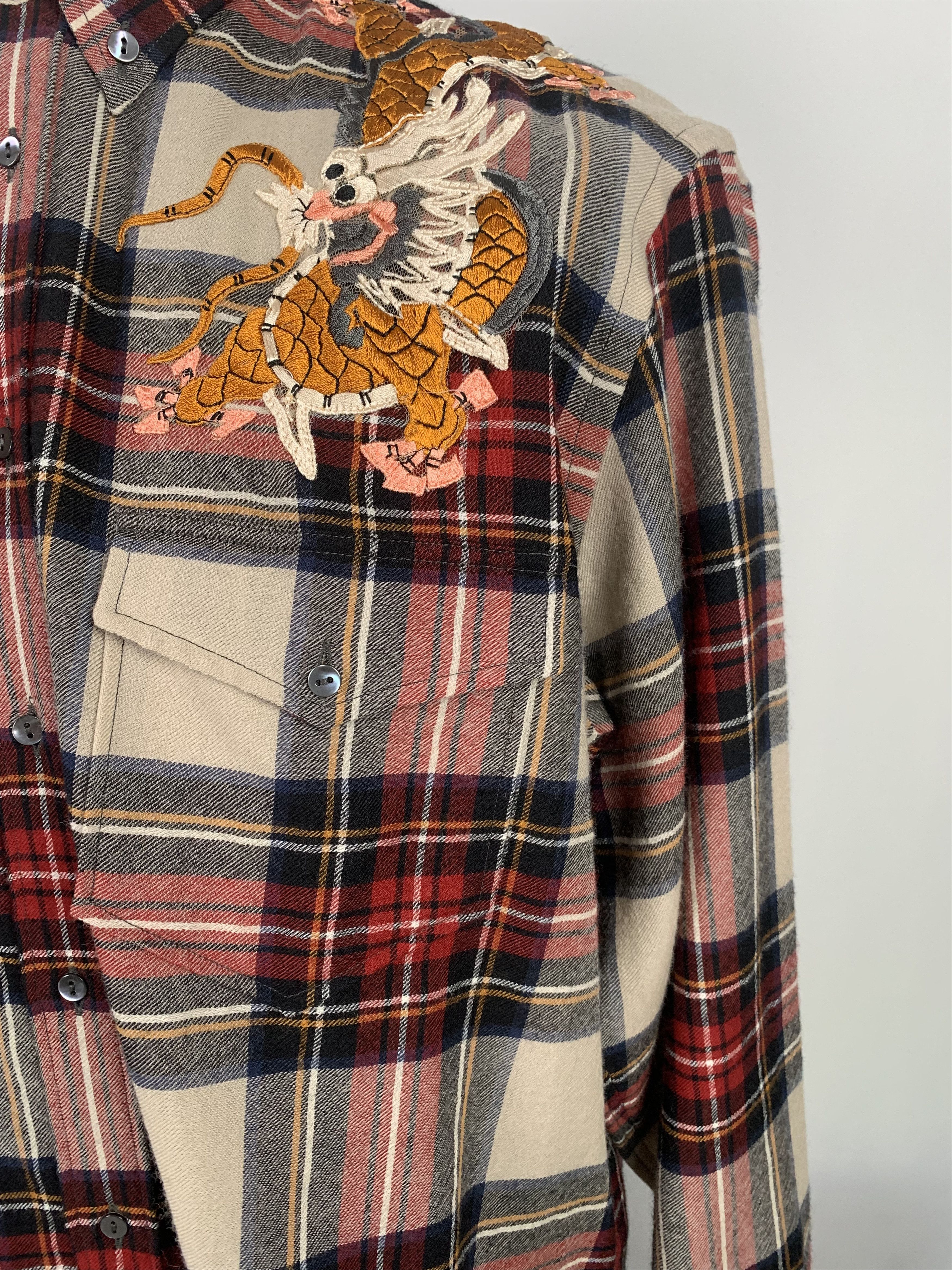 Gucci Gucci Plaid Dragon Shirt Size US L / EU 52-54 / 3 - 8 Thumbnail