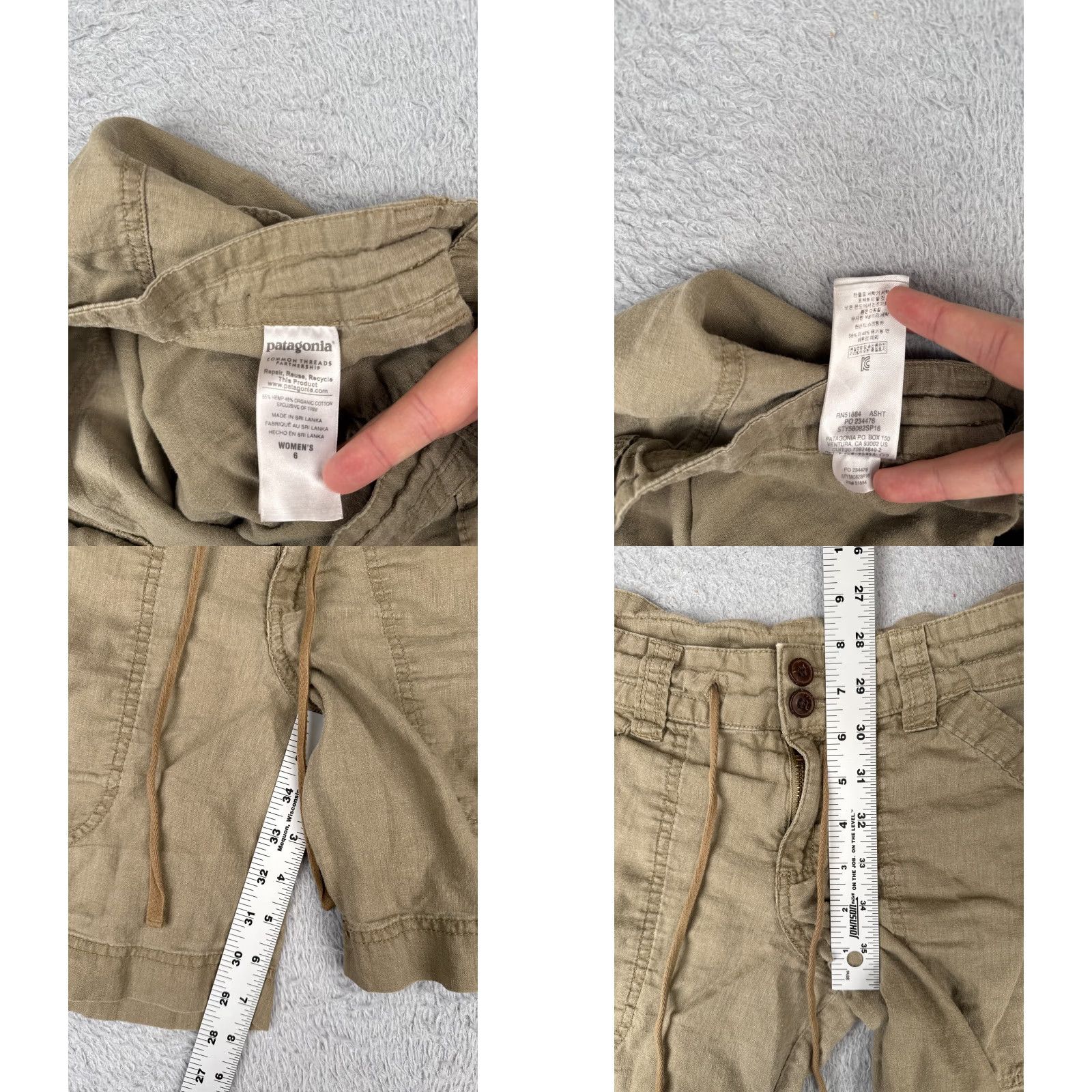 Patagonia Patagonia Shorts Women 6 Beige Hemp Shorts Drawstring Pockets Beach 29x8 Vintage: No Size 28" / US 6 / IT 42 - 8 Thumbnail