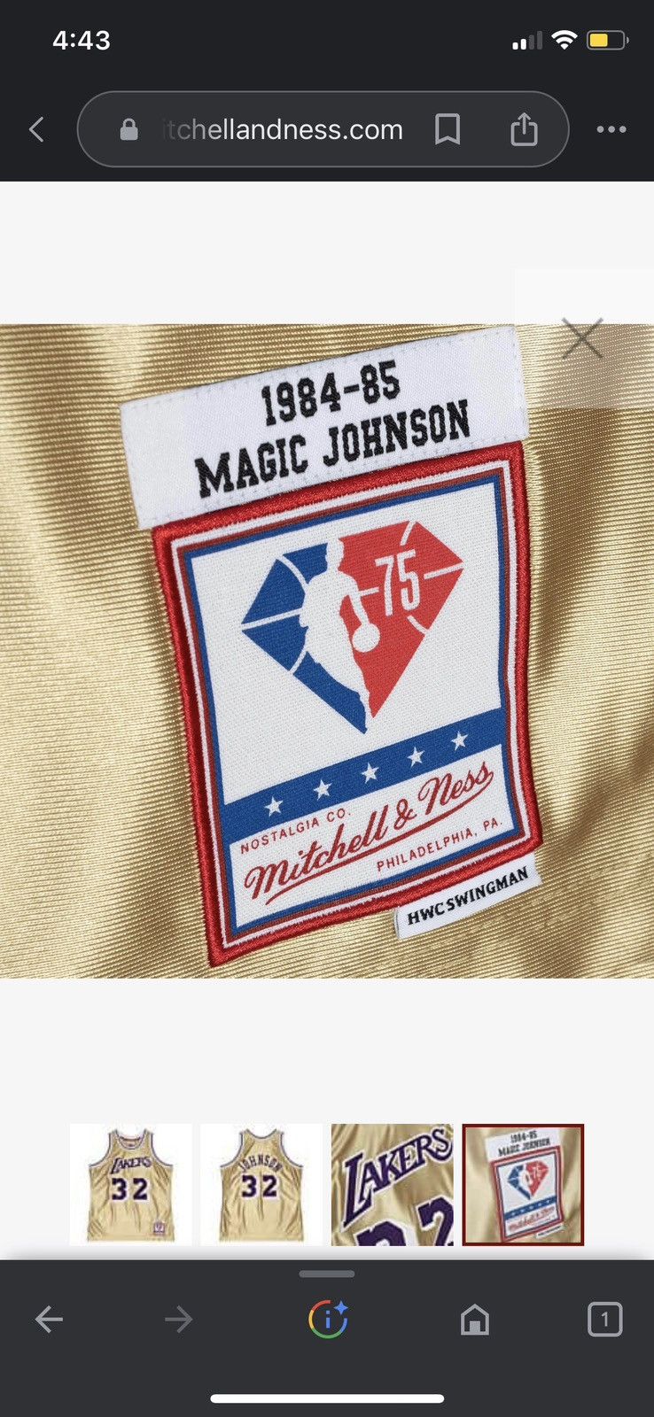 Mitchell & Ness Mitchell and Ness Magic Johnson Jersey Size L Size US L / EU 52-54 / 3 - 4 Thumbnail