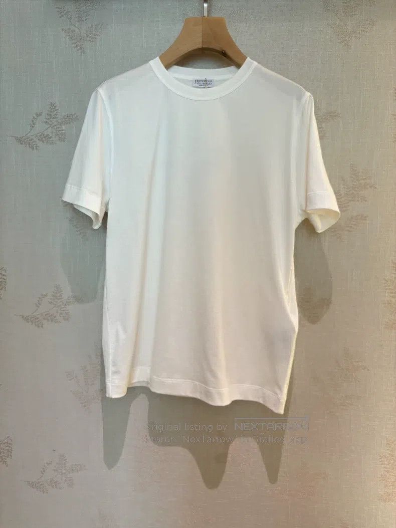 Brunello Cucinelli Brunello Cucinelli Women's Crew Neck White Short Sleeve T- Size S / US 4 / IT 40 - 1 Thumbnail