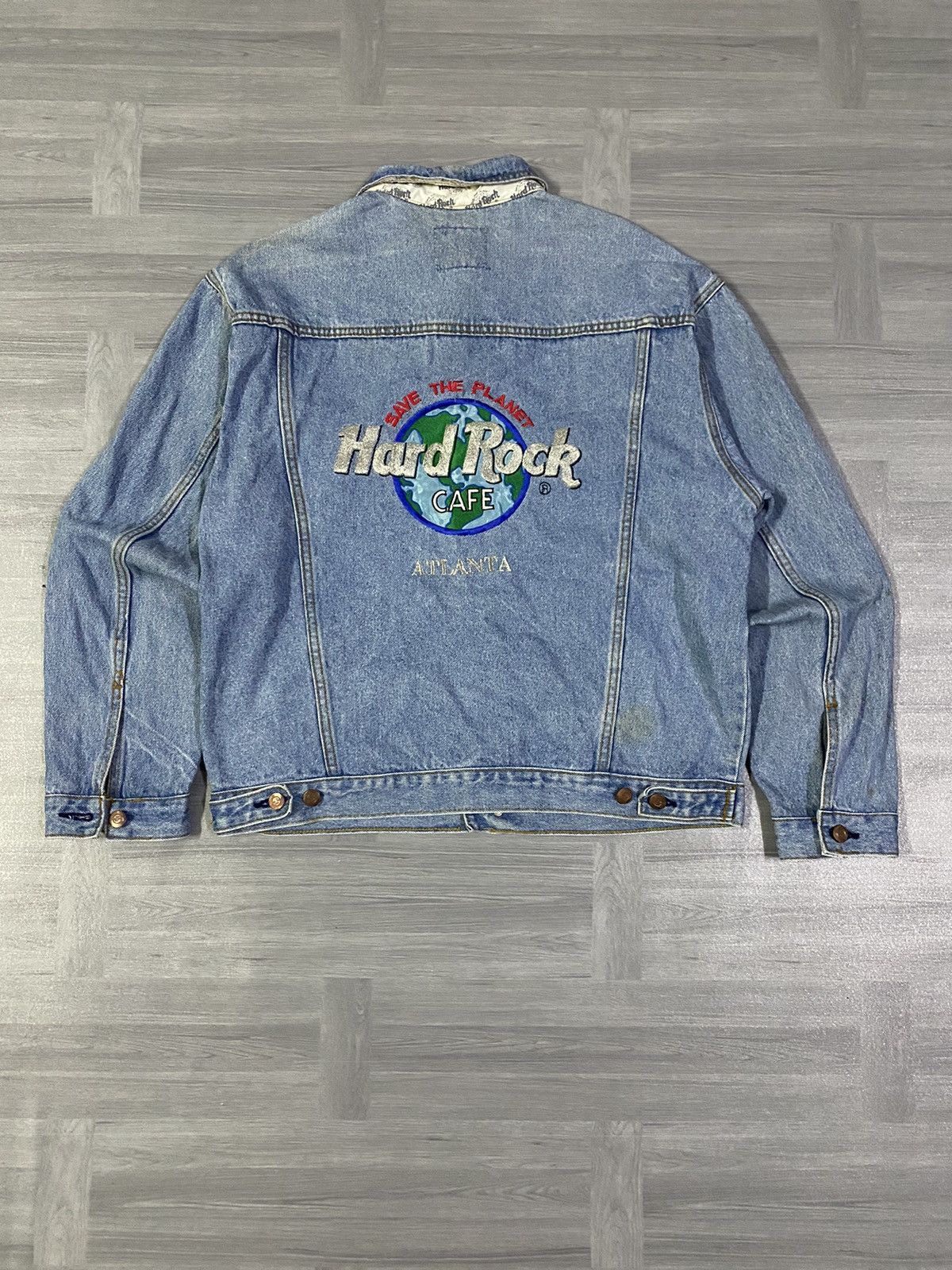 Hard Rock Cafe Vintage Hard Rock Cafe Atlanta Save The Planet Denim Jacket Size US L / EU 52-54 / 3 - 1 Thumbnail
