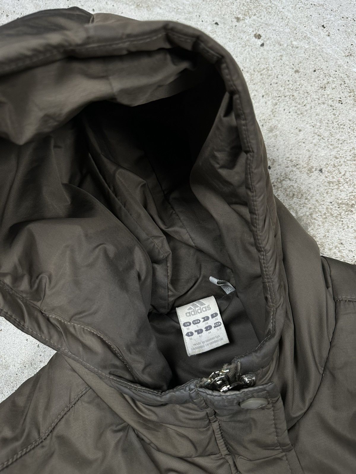 Adidas × Vintage Vintage Y2K Brown Adidas Hooded Bomber Jacket Utility Size US S / EU 44-46 / 1 - 9 Thumbnail