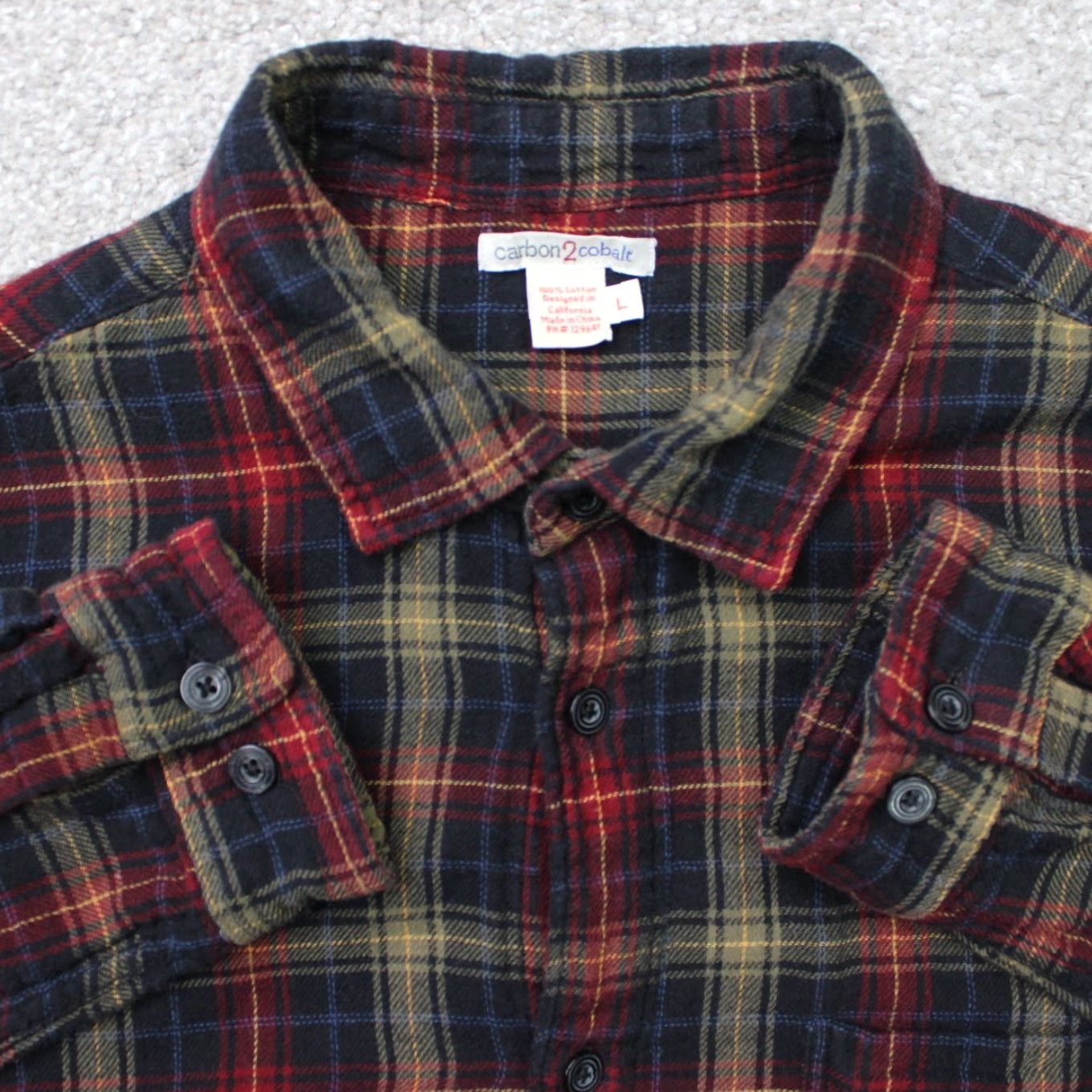 Carbon2Cobalt Carbon2Cobalt Shirt Mens Large Red/Yellow Plaid Flannel 100% Cotton Long Sleeve Size US L / EU 52-54 / 3 - 2 Thumbnail