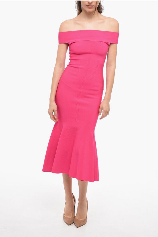 image of Roland Mouret Solid Color Maxi Strapless Dress in Pink, Women's (Size Medium)