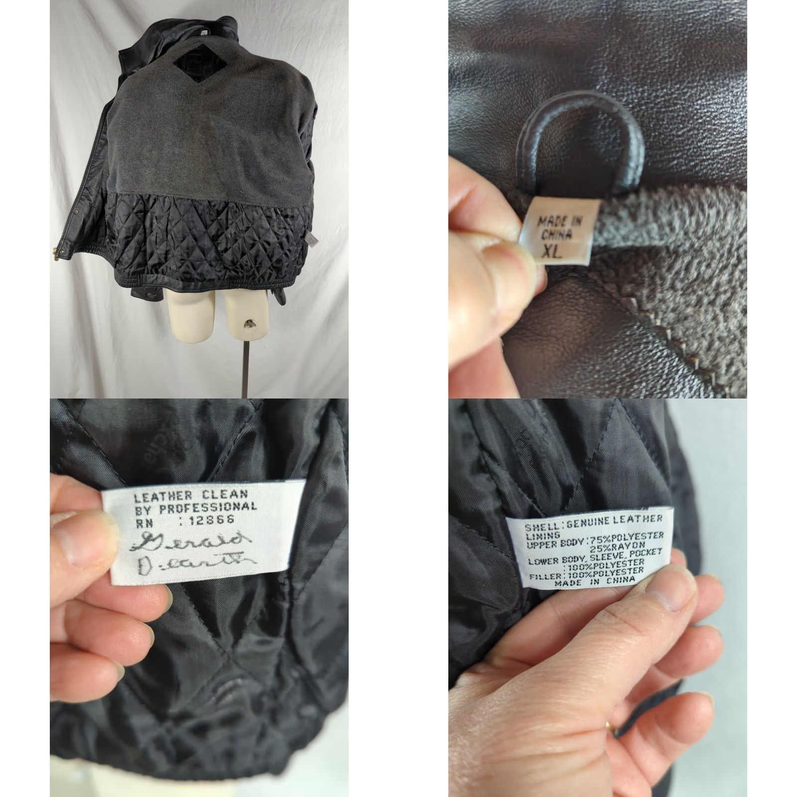 Vintage Outdoor Exchange Black Leather Bomber Jacket Men XL Short Length Regular Fit Rock Casual Party/Cocktail Travel Fall Winter Spring Size US XL / EU 56 / 4 - 8 Thumbnail