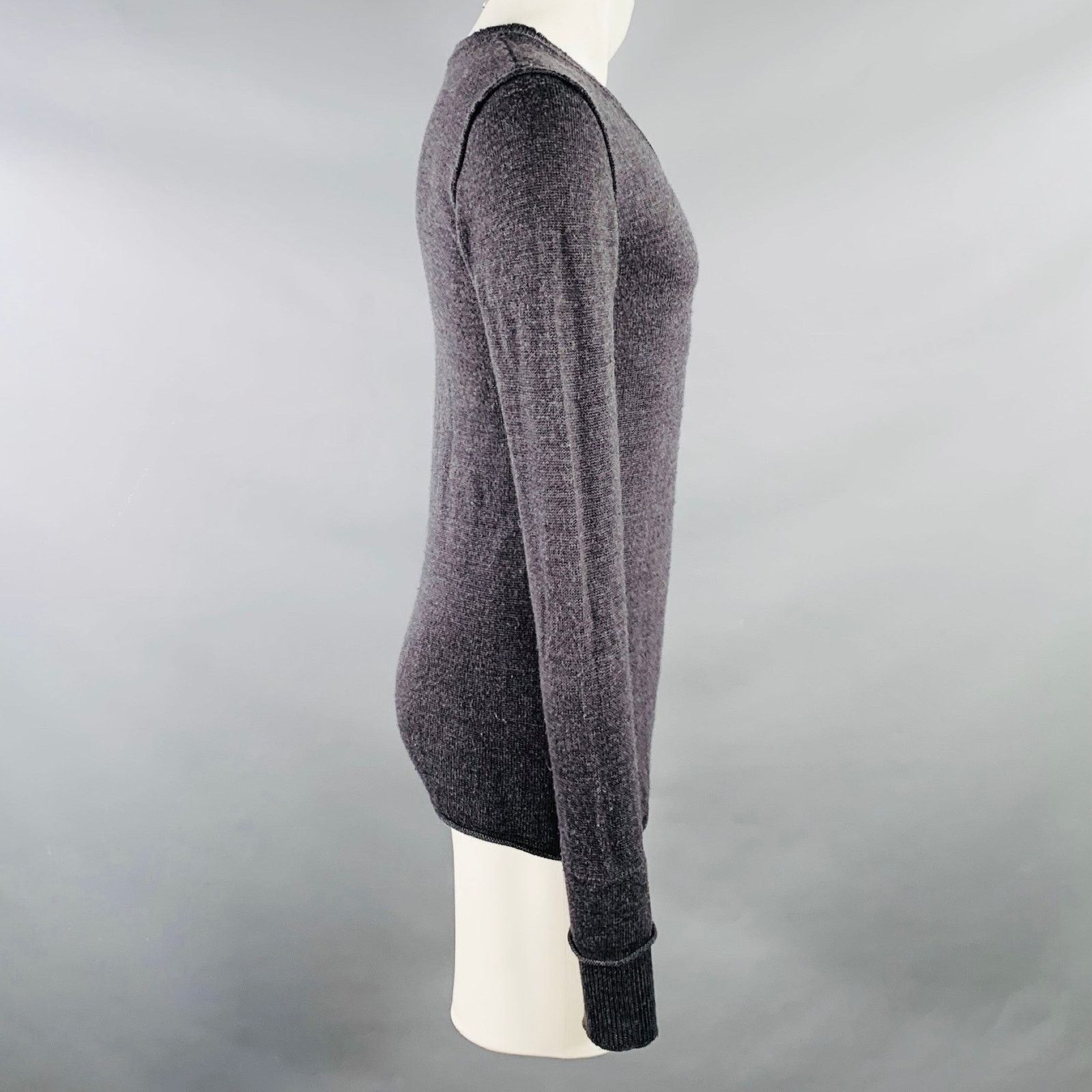 Nice Collective S Grey Charcoal Knit Merino Wool V-Neck Sweater Size US S / EU 44-46 / 1 - 3 Thumbnail