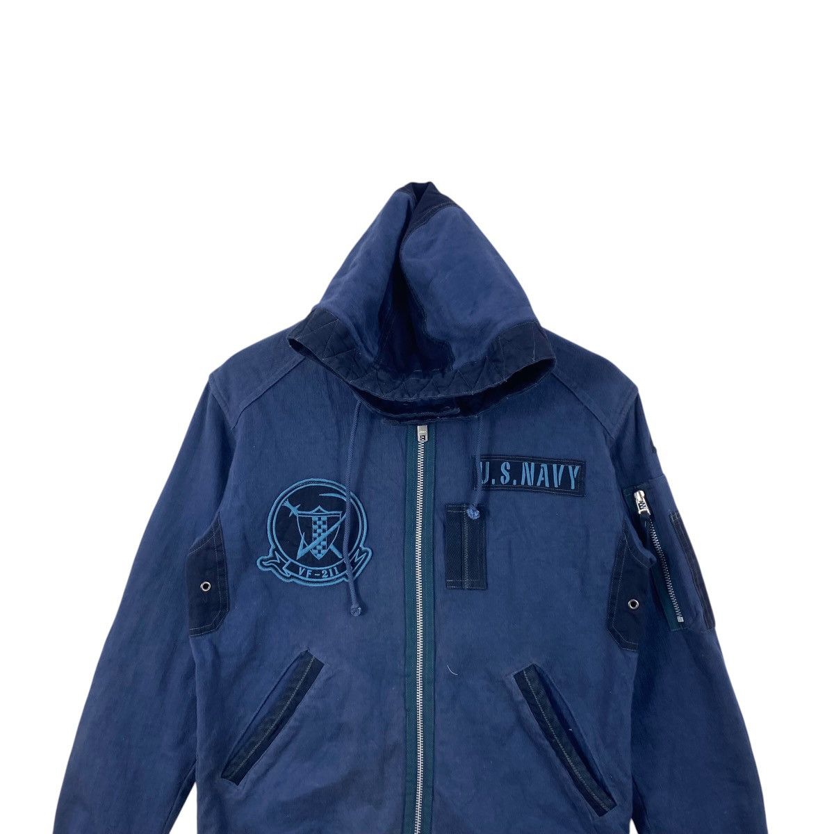 Avirex Vintage AVIREX U.S. VF-211 Hooded Bomber Jacket Military Size US M / EU 48-50 / 2 - 2 Thumbnail