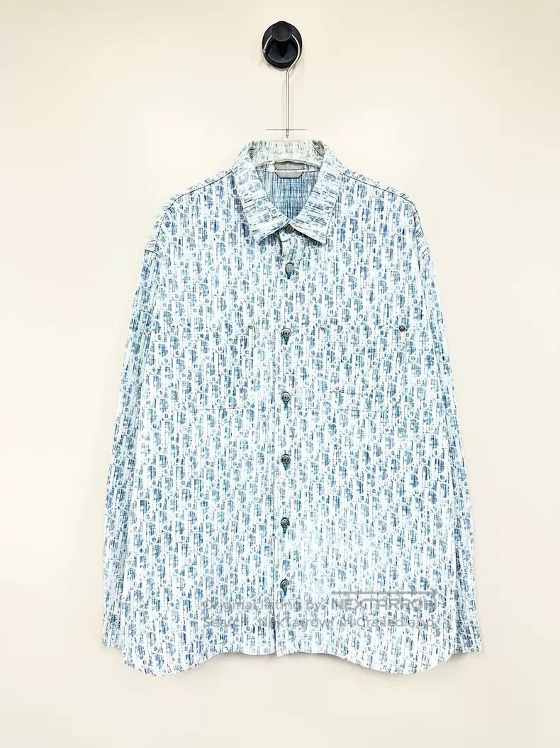 Dior Dior Blue old flower full logo denim shirt Size US XXS / EU 40 - 1 Thumbnail