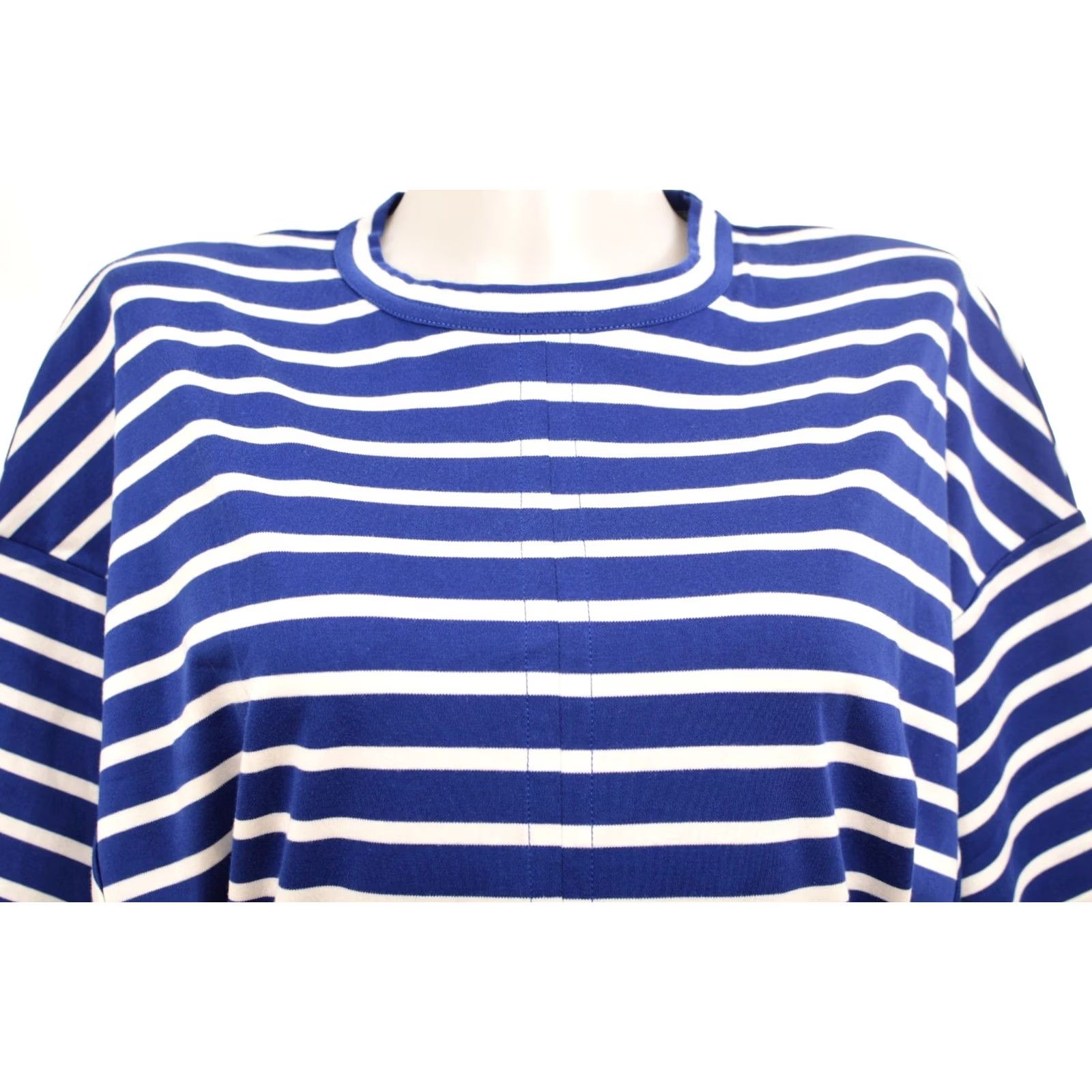 Plan C Plan C Striped T-Shirt Breton Nautical Women L Blue 100% Cotton Shirt Womens Size L / US 10 / IT 46 - 2 Thumbnail
