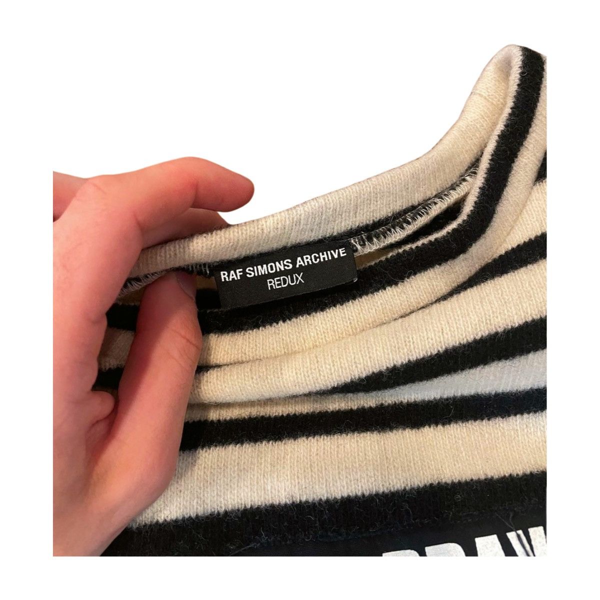 Raf Simons RAF SIMONS SS02 POEM PATCH STRIPED SWEATER Size US M / EU 48-50 / 2 - 3 Thumbnail