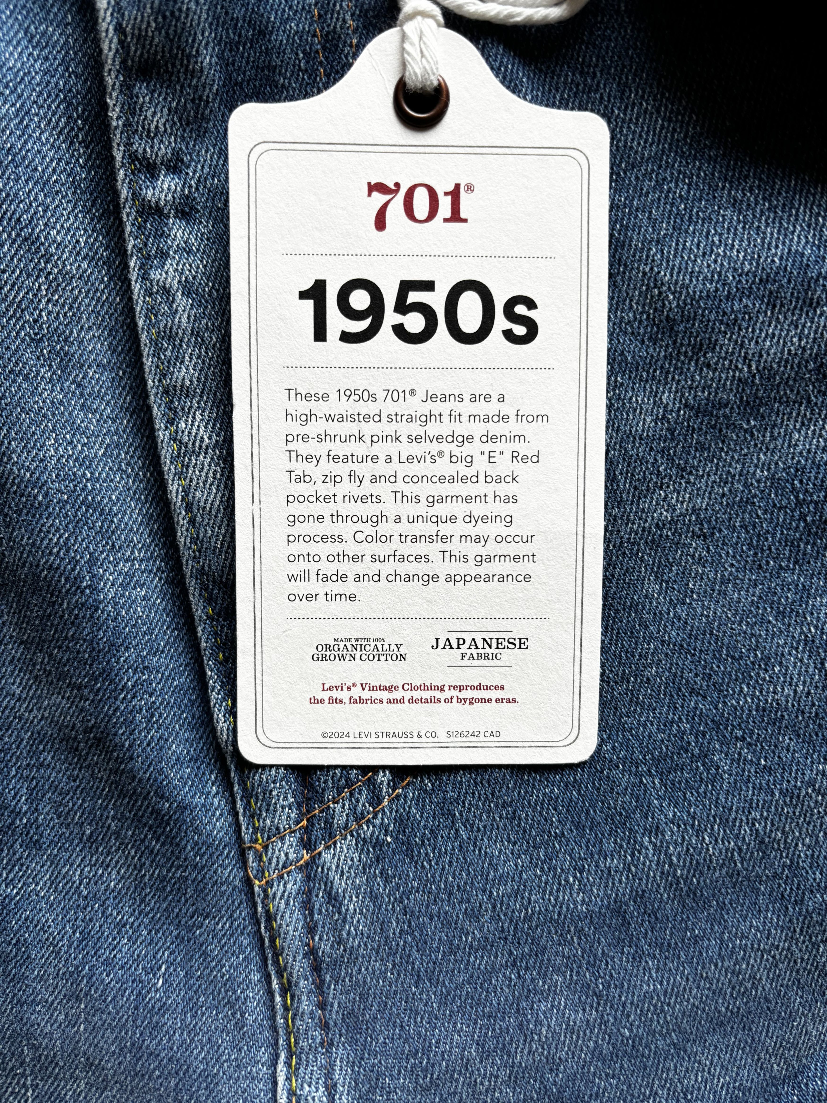 Levi's Vintage Clothing LVC 701 1950s Japanese Selvedge Denim — W28 L30 — NWT Size 28" / US 6 / IT 42 - 7 Thumbnail