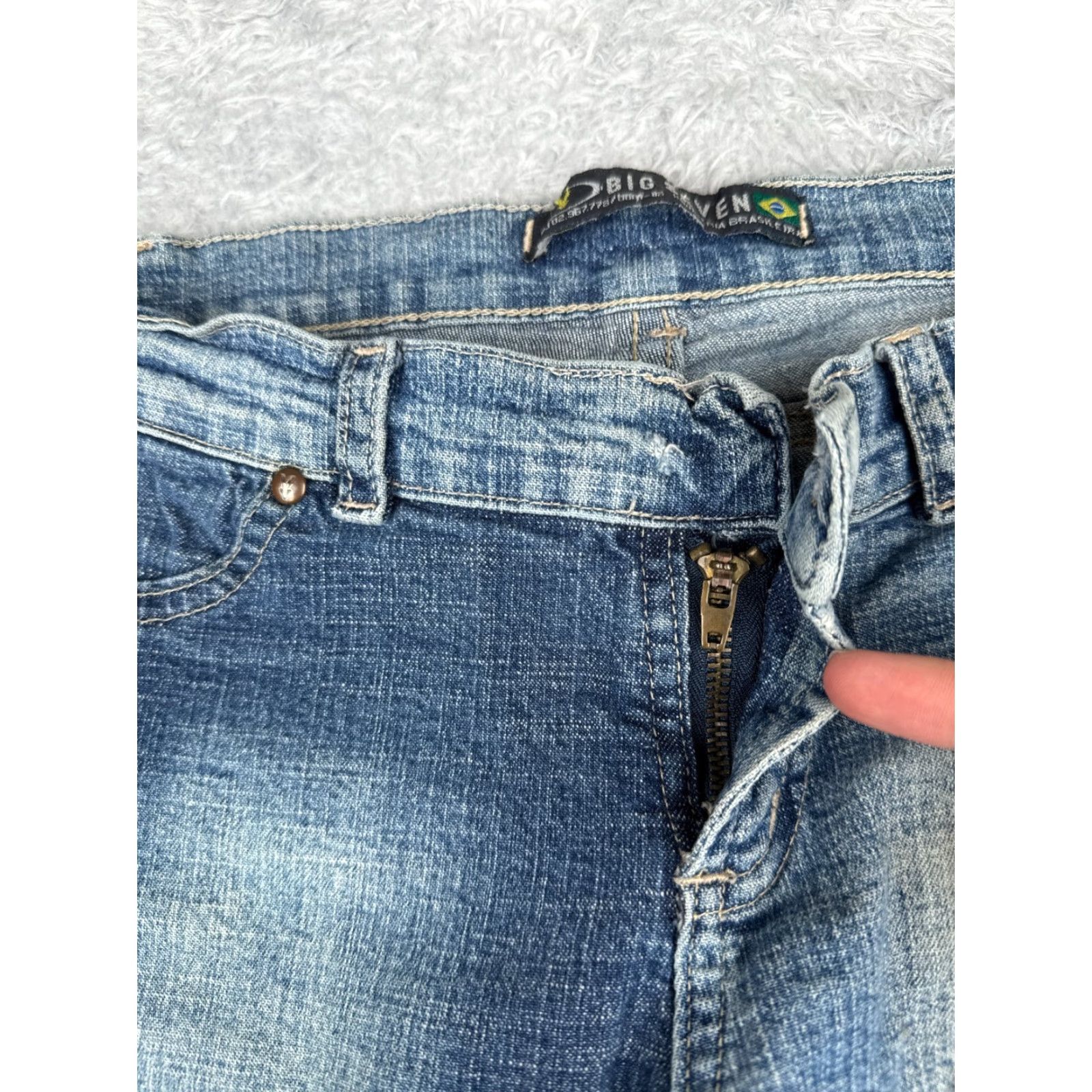 Vintage Big Seven Jeans Womens Flared Jeans 24 Blue Denim Distressed Low Rise 24x32 US Party Vintage: No Size 42" / US 20 - 5 Thumbnail