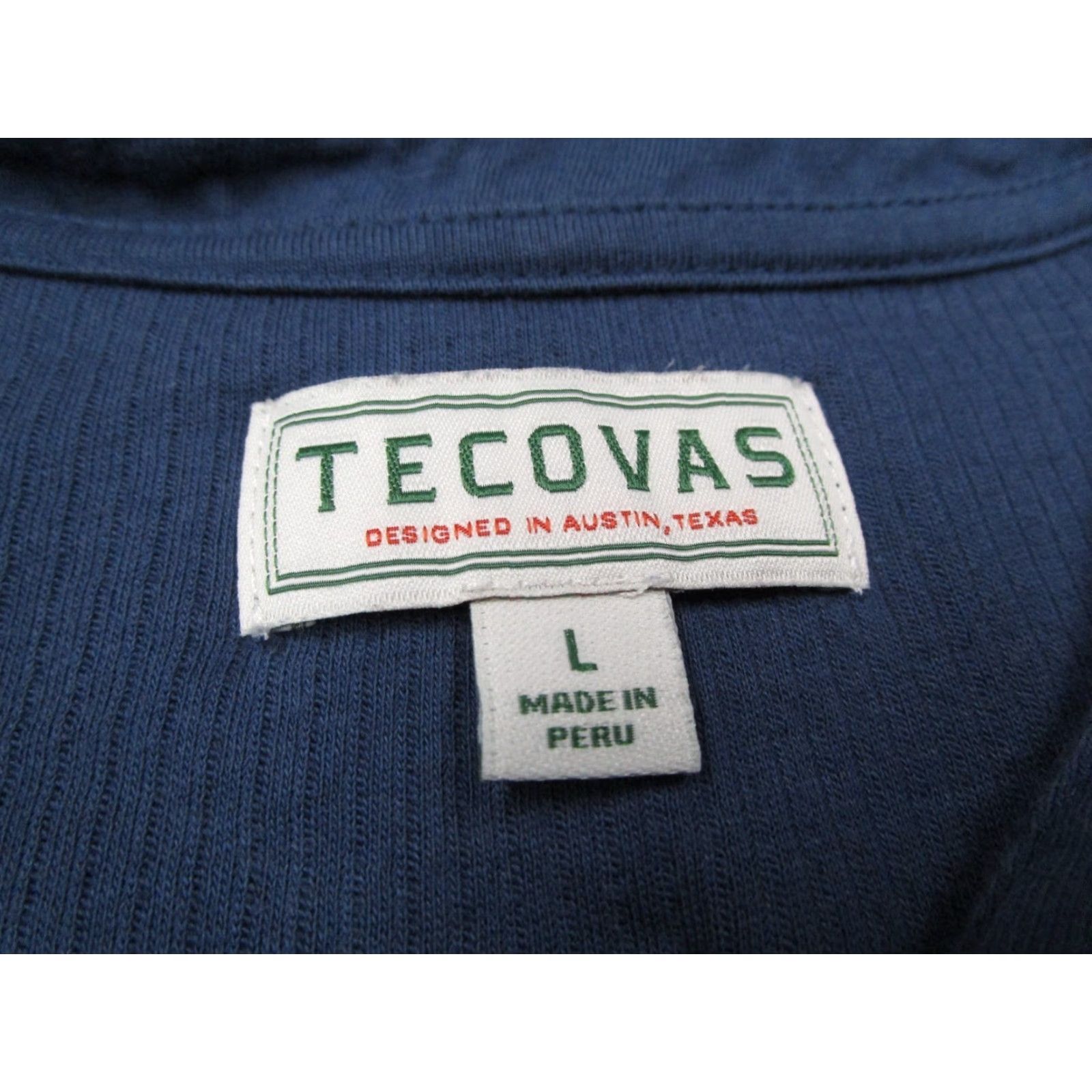 Tecovas Tecovas Mens Shirt Large Blue Pima Cotton Waffle Long Sleeve Henley Workwear Size US L / EU 52-54 / 3 - 2 Thumbnail