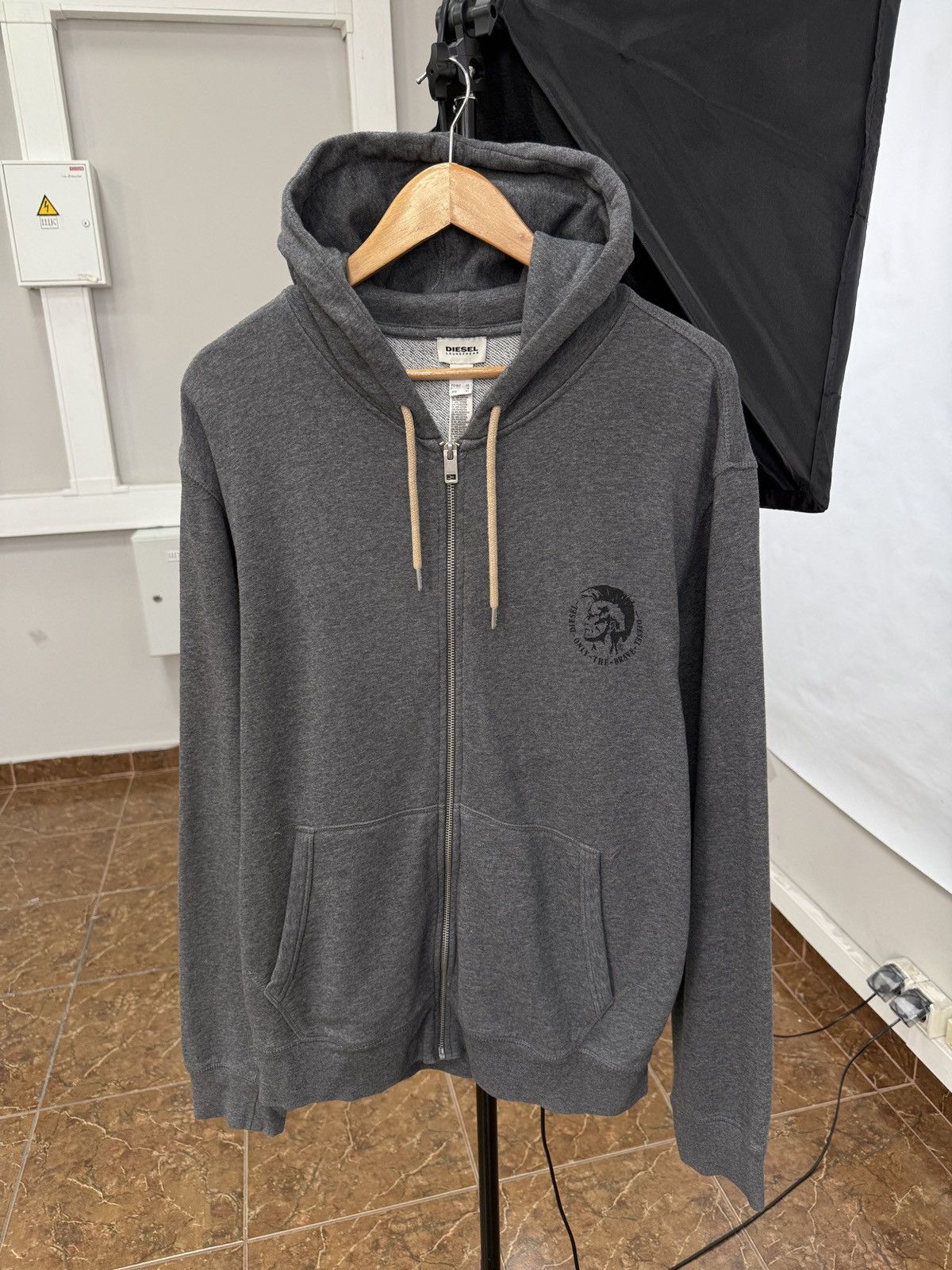 トップス y2k opium DIESEL leather sweat hoodie Diesel × Streetwear Vintage Diesel Zip Hoodie Opium Drip Leather