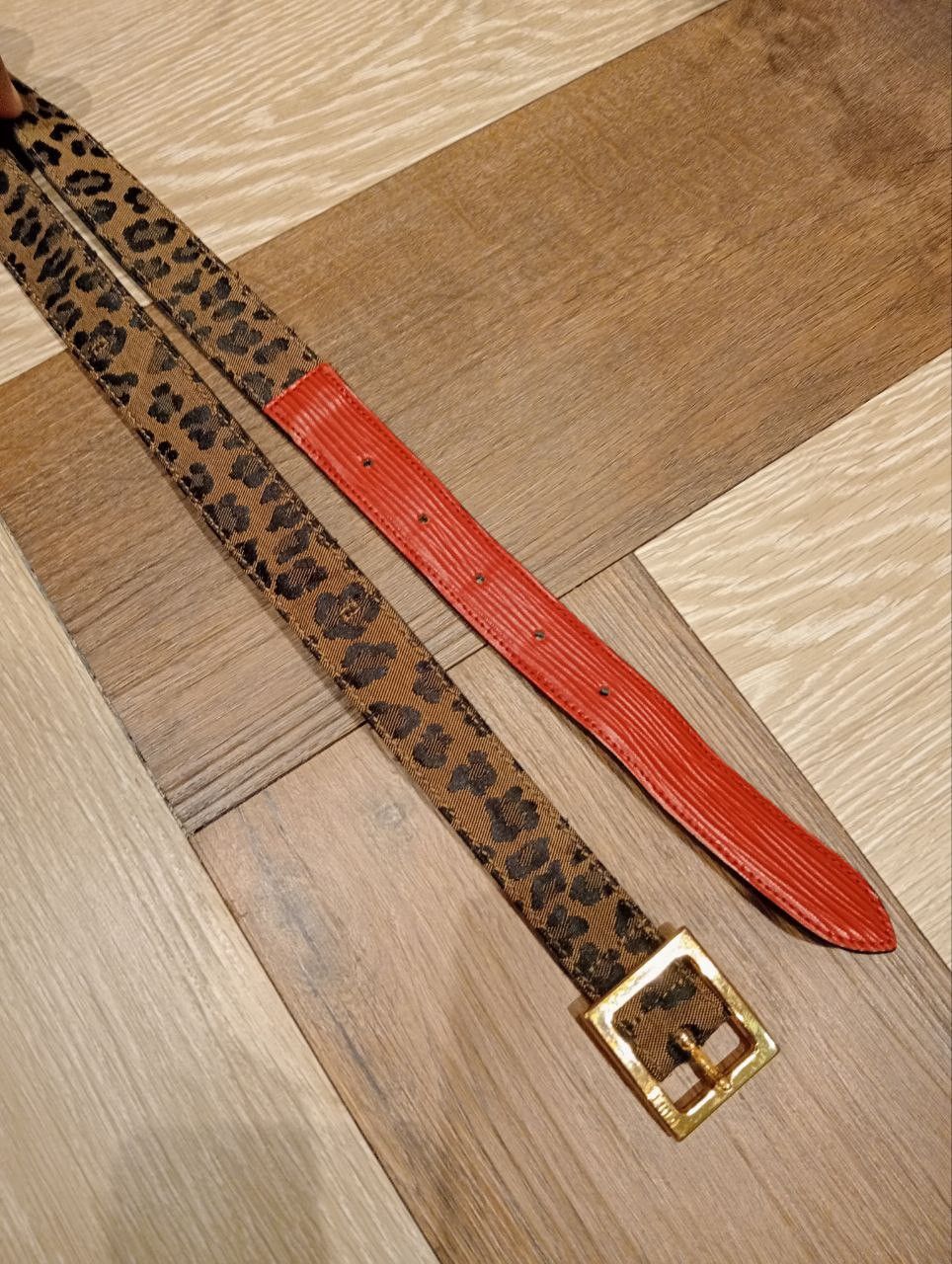 Fendi FENDI RED TEXTURED LEATHER & LEOPARD BELT Size ONE SIZE - 8 Thumbnail