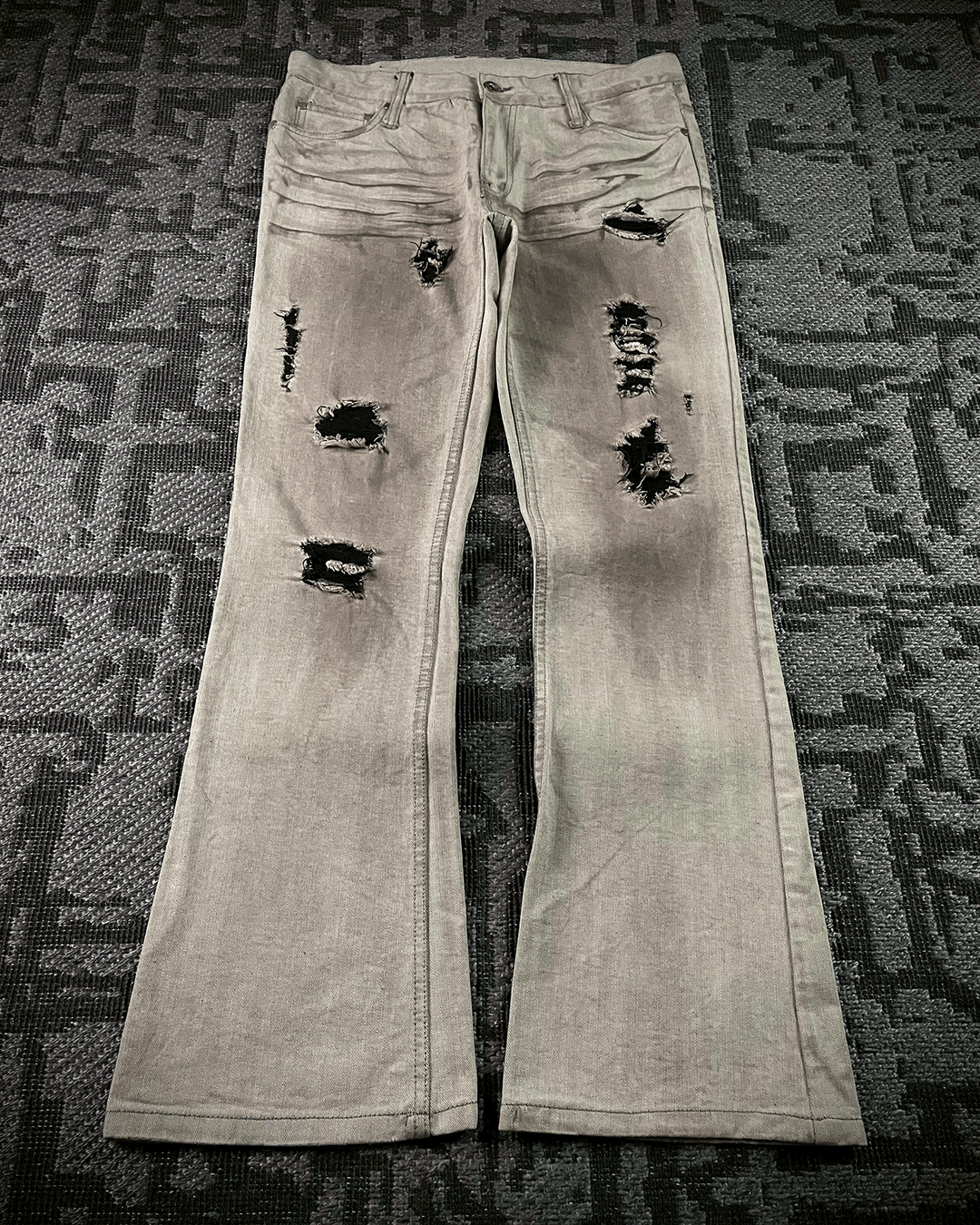 Japanese Brand B Star Distressed Flared Pants Size US 34 / EU 50 - 1 Thumbnail