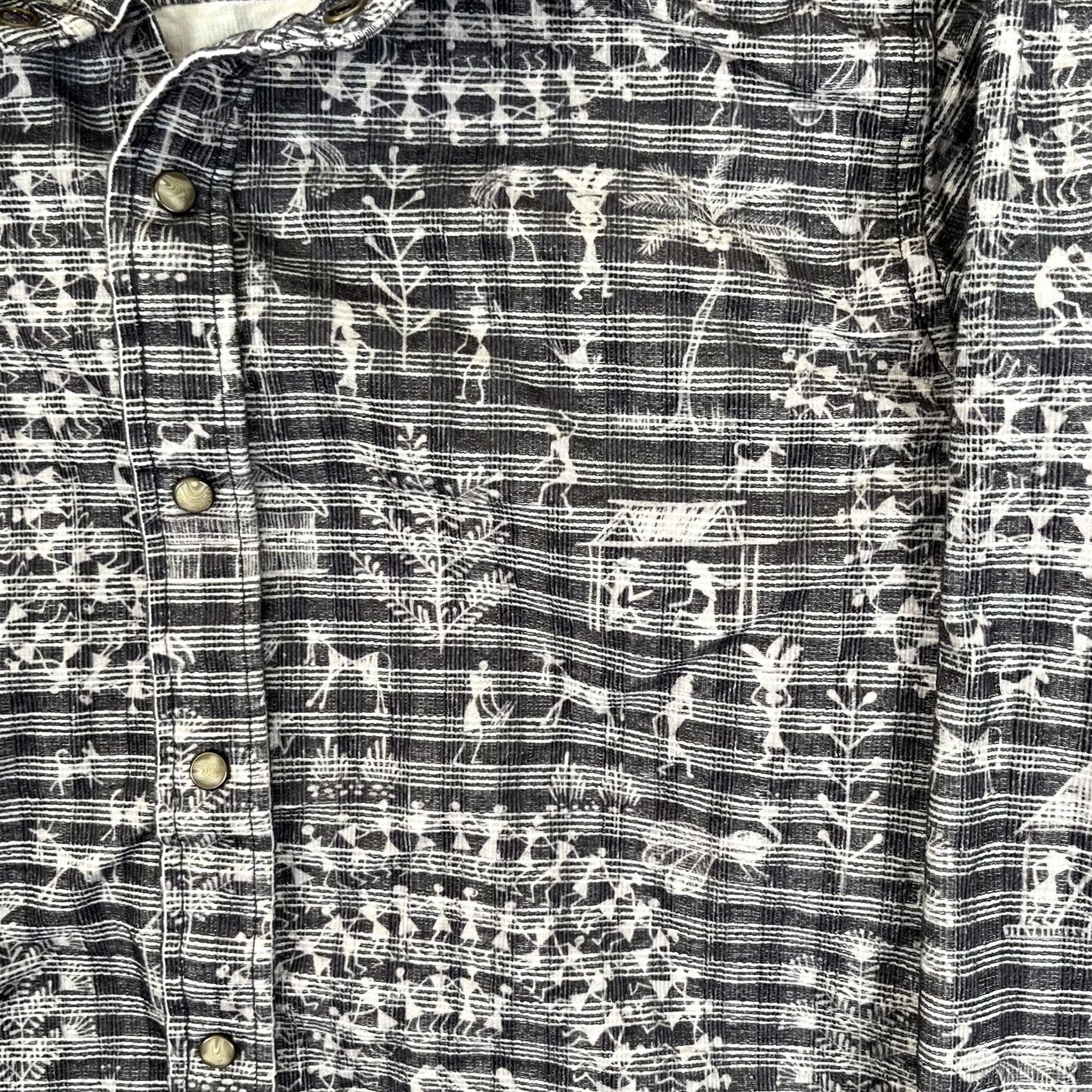 Coach Coach Shirt Mens Medium Gray Tribal Graphic Long Sleeve Snap Front Casual Size US M / EU 48-50 / 2 - 2 Thumbnail